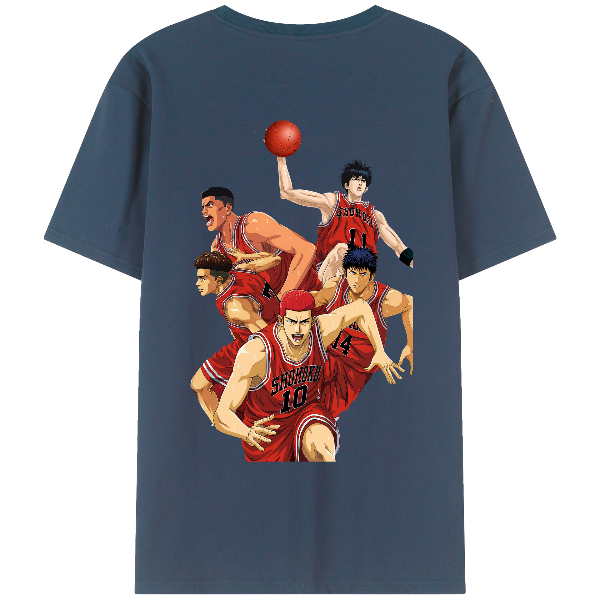 （画像用） SLAM DUNK／スラムダンク 綿100％ メンズ半袖Tシャツ（バックプリント） 通気性
