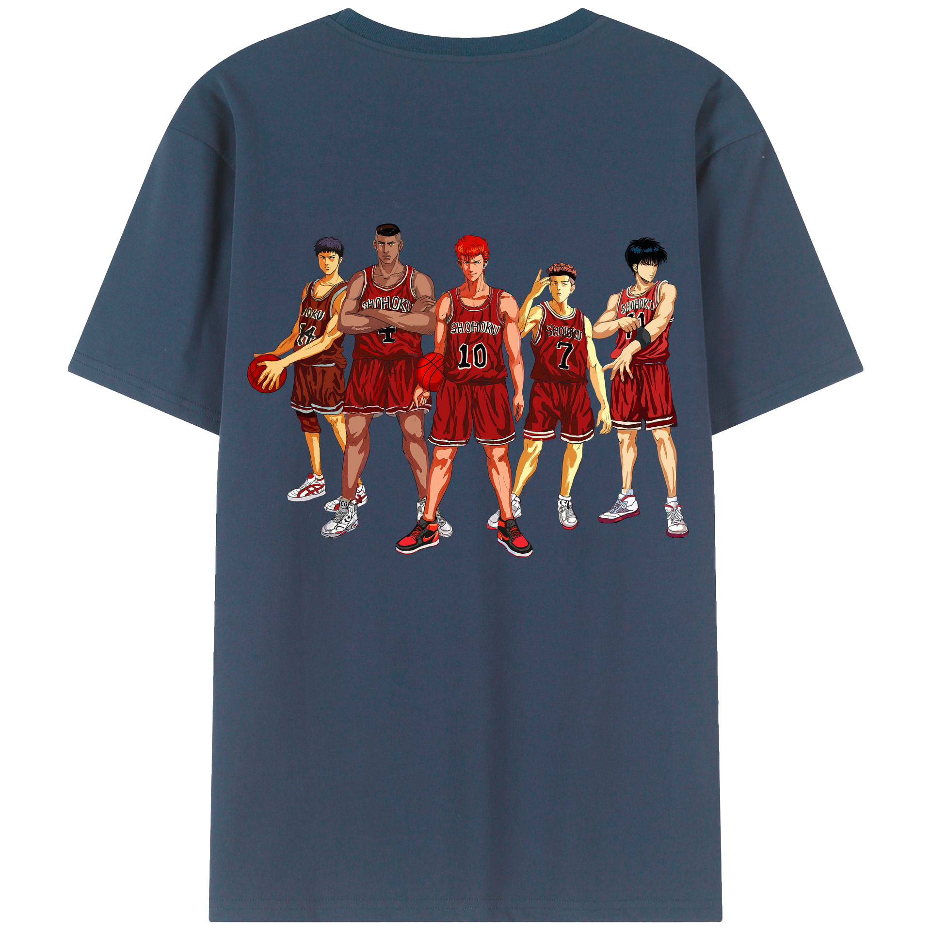 （画像用） SLAM DUNK／スラムダンク 綿100％ メンズ半袖Tシャツ（バックプリント） 通気性