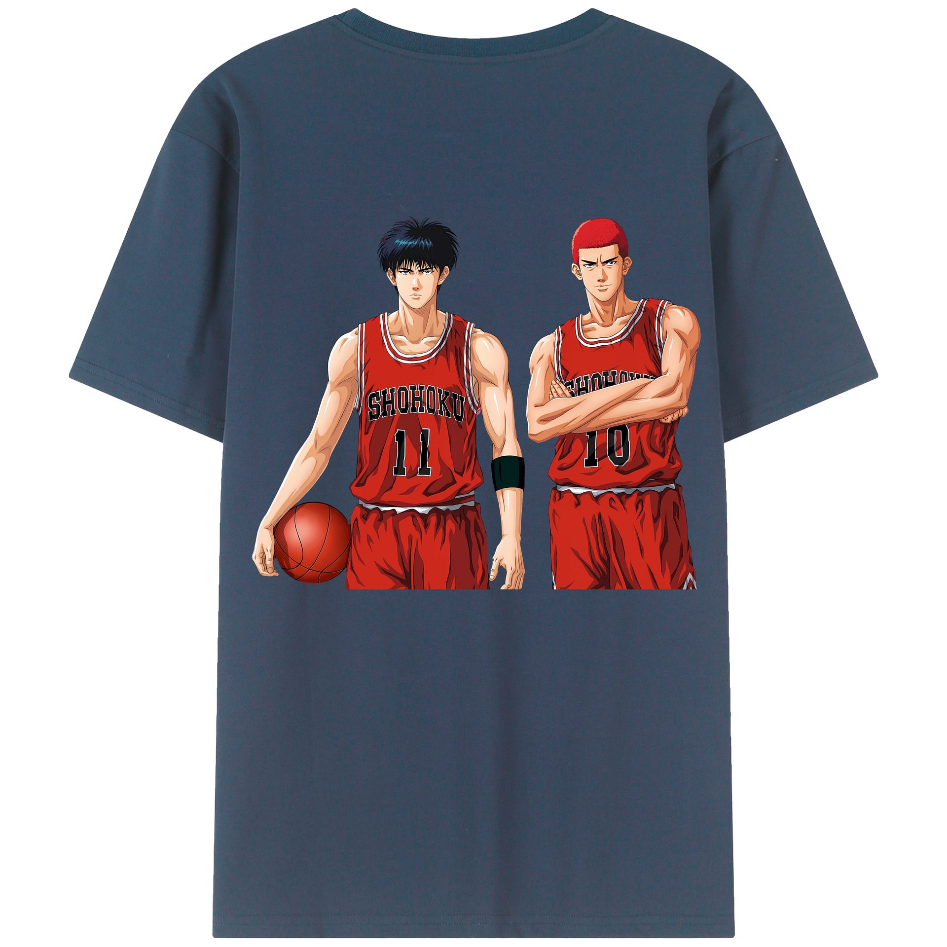 （画像用） SLAM DUNK／スラムダンク 綿100％ メンズ半袖Tシャツ（バックプリント） 通気性