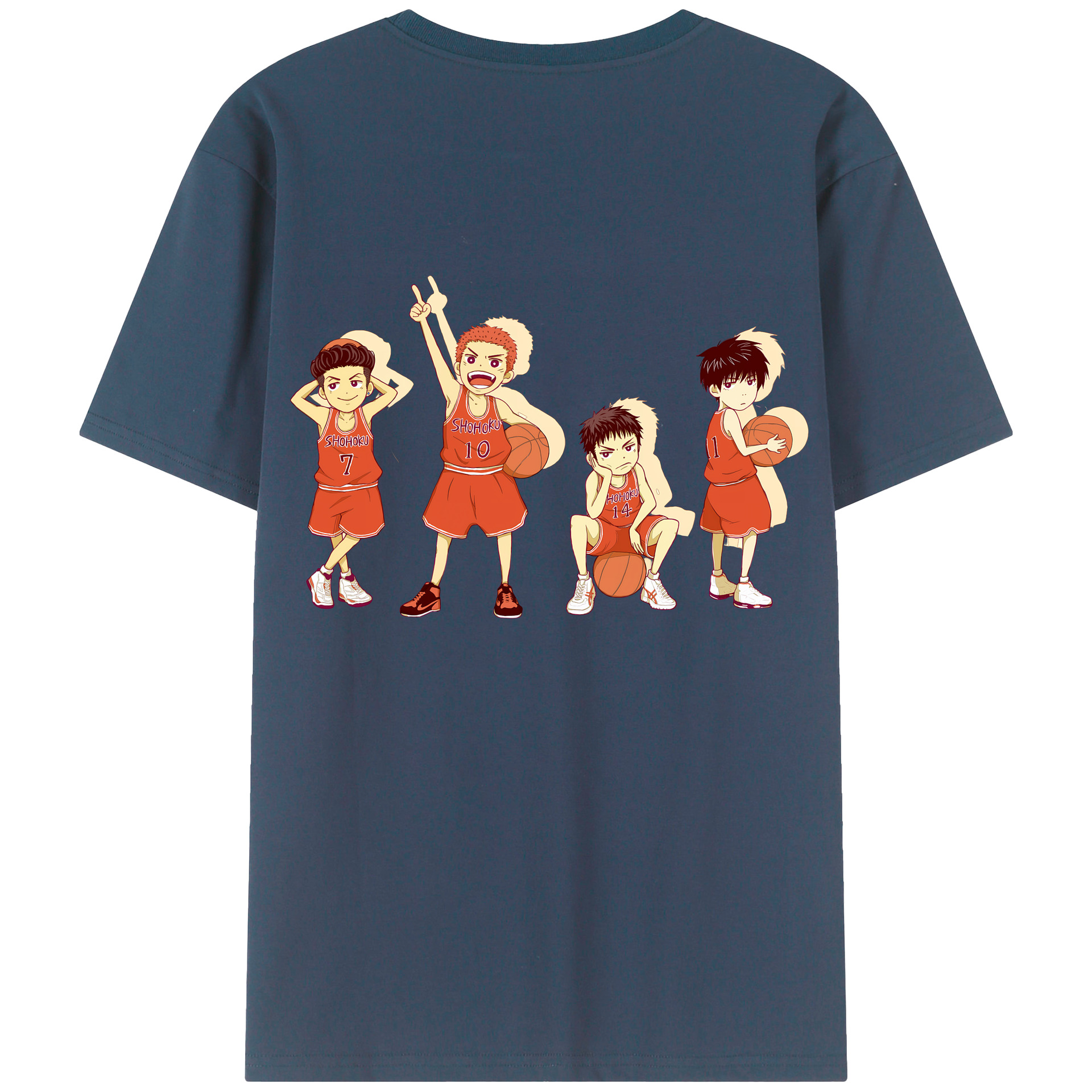 （画像用） SLAM DUNK／スラムダンク 綿100％ メンズ半袖Tシャツ（バックプリント） 通気性