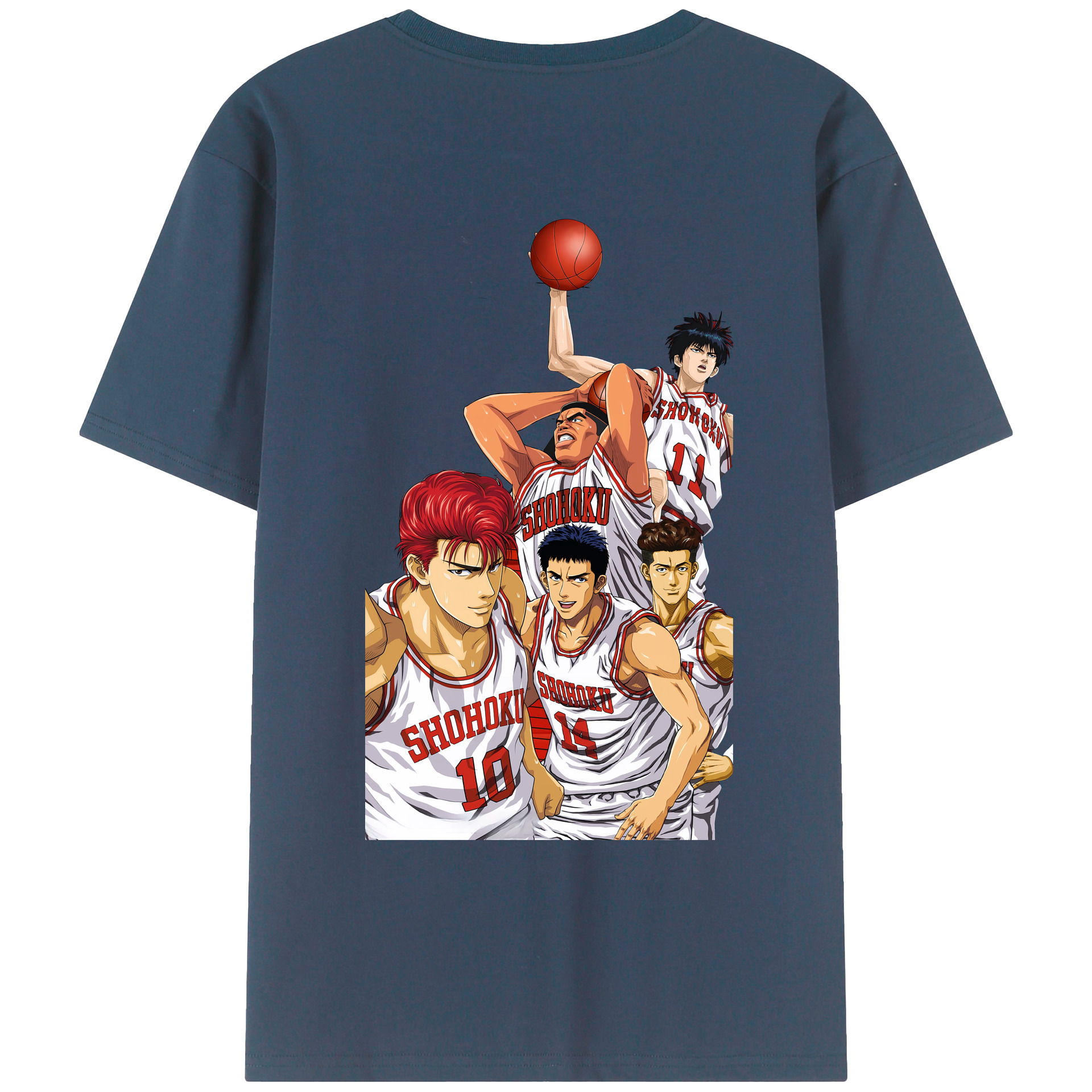 （画像用） SLAM DUNK／スラムダンク 綿100％ メンズ半袖Tシャツ（バックプリント） 通気性