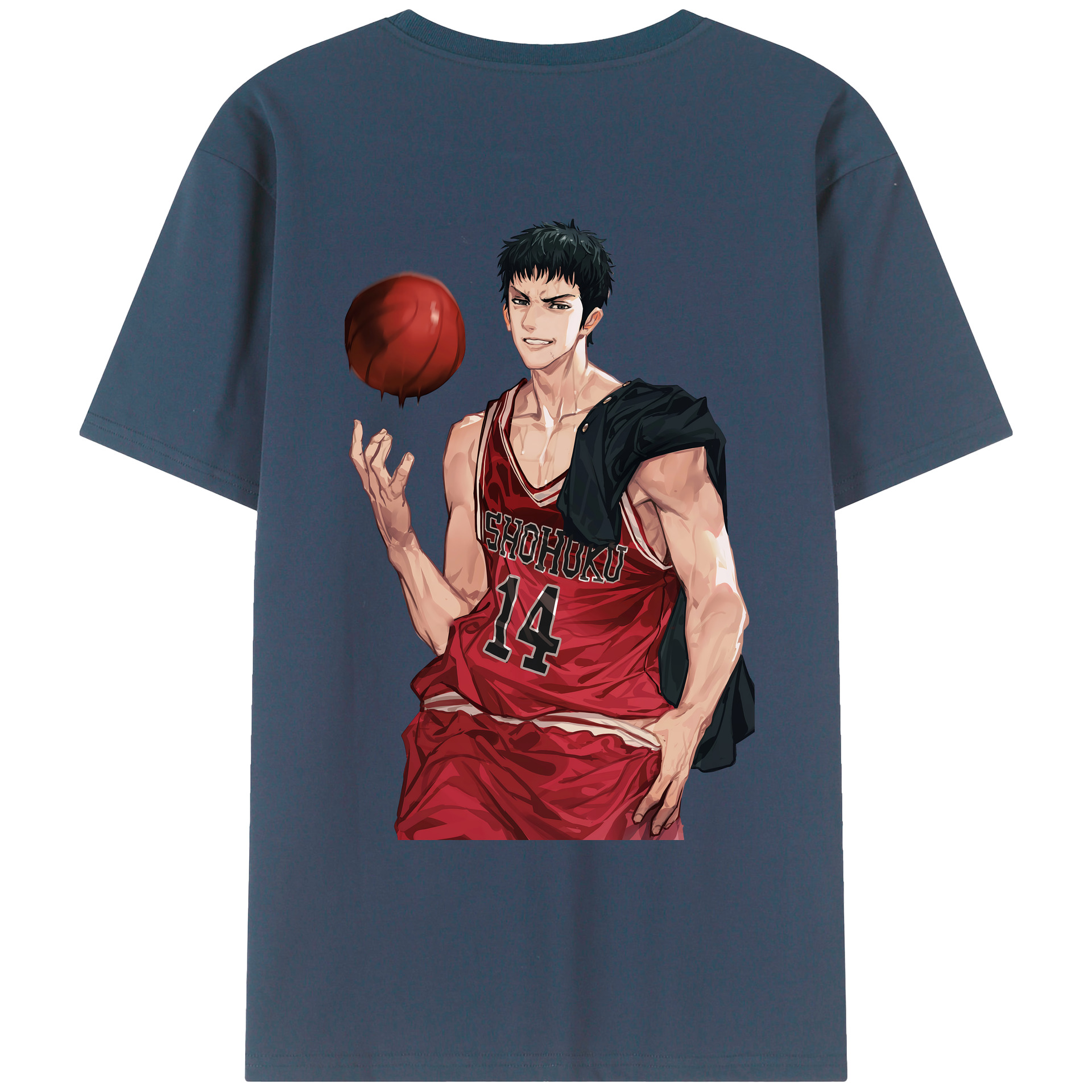 （画像用） SLAM DUNK／スラムダンク 綿100％ メンズ半袖Tシャツ（バックプリント） 通気性