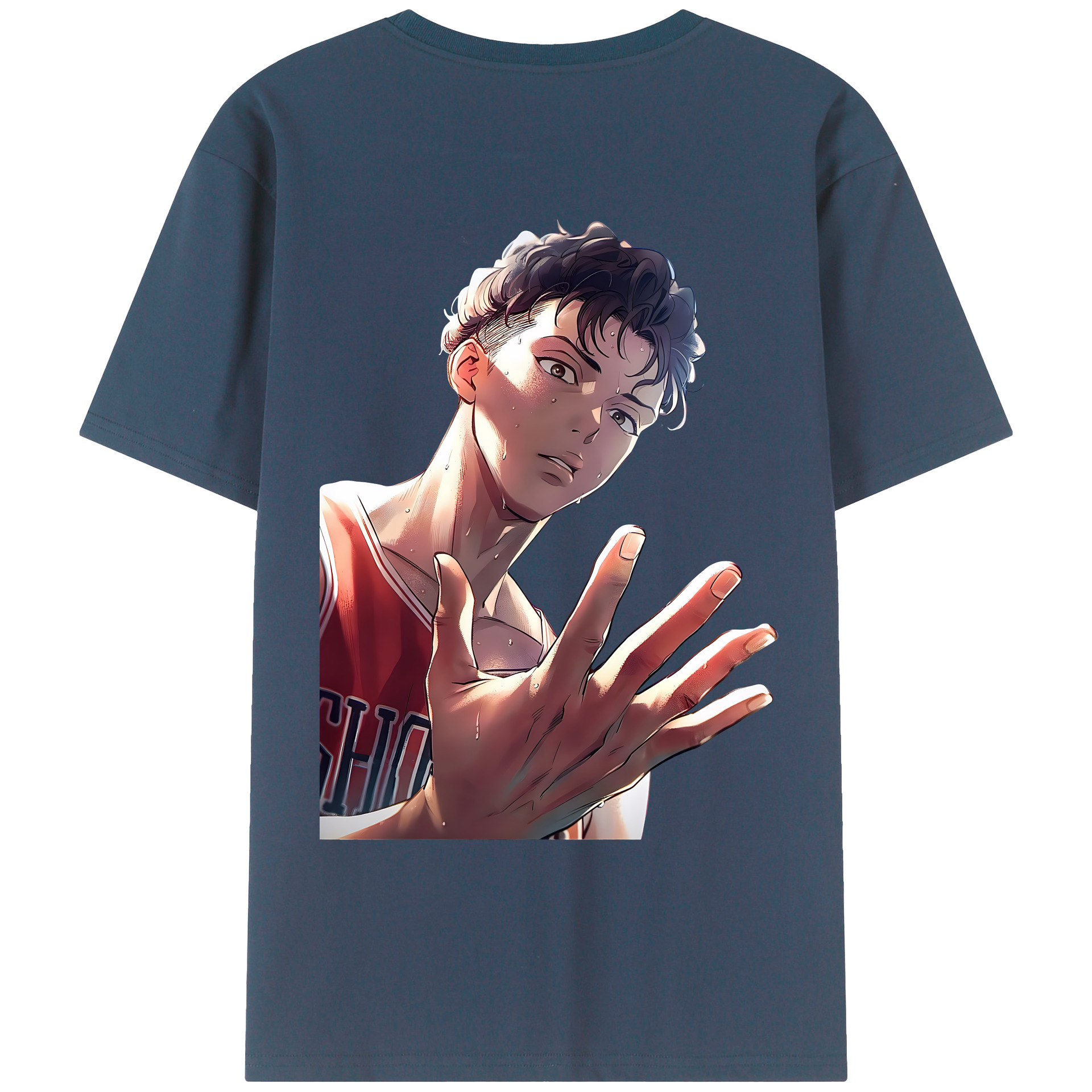 （画像用） SLAM DUNK／スラムダンク 綿100％ メンズ半袖Tシャツ（バックプリント） 通気性