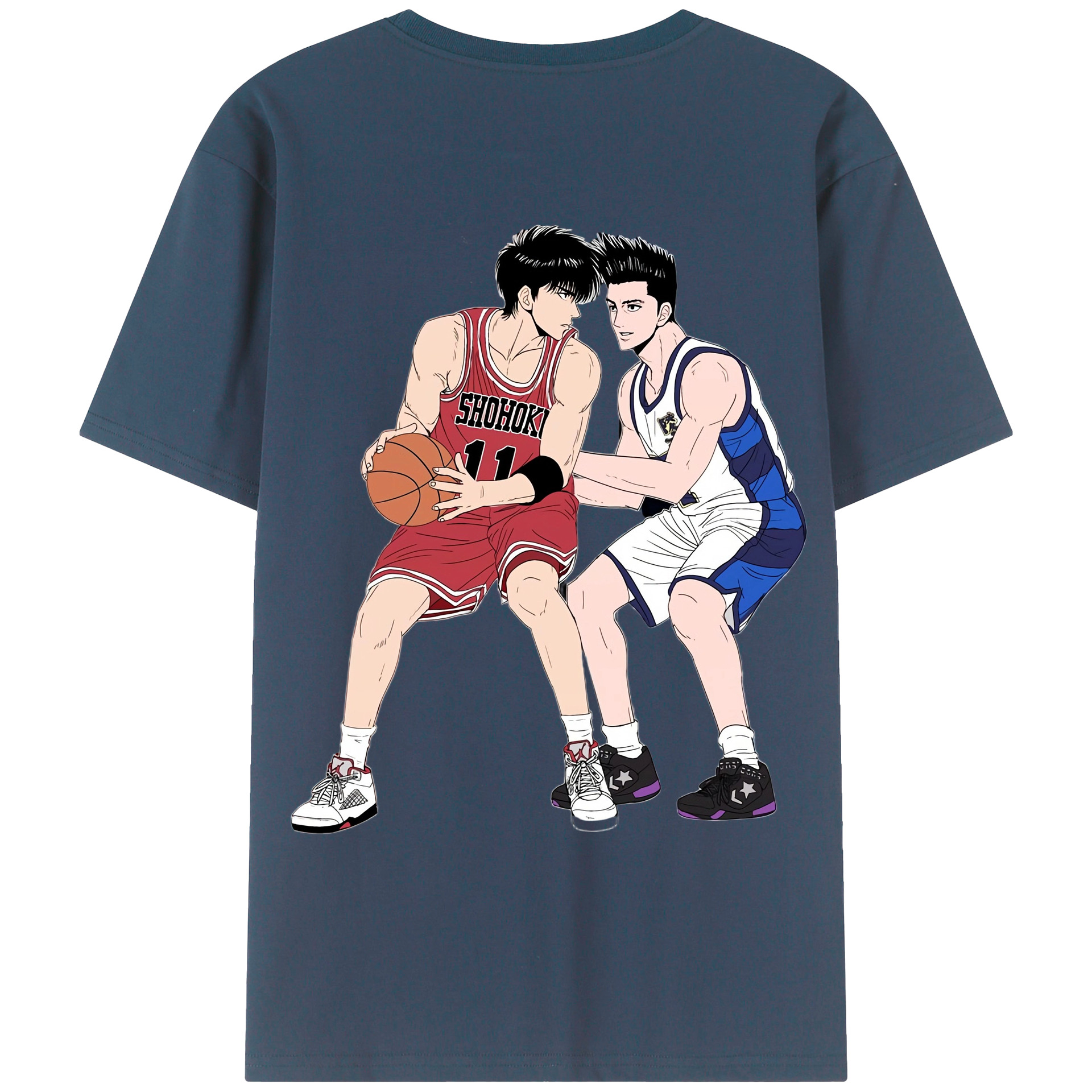 （画像用） SLAM DUNK／スラムダンク 綿100％ メンズ半袖Tシャツ（バックプリント） 通気性