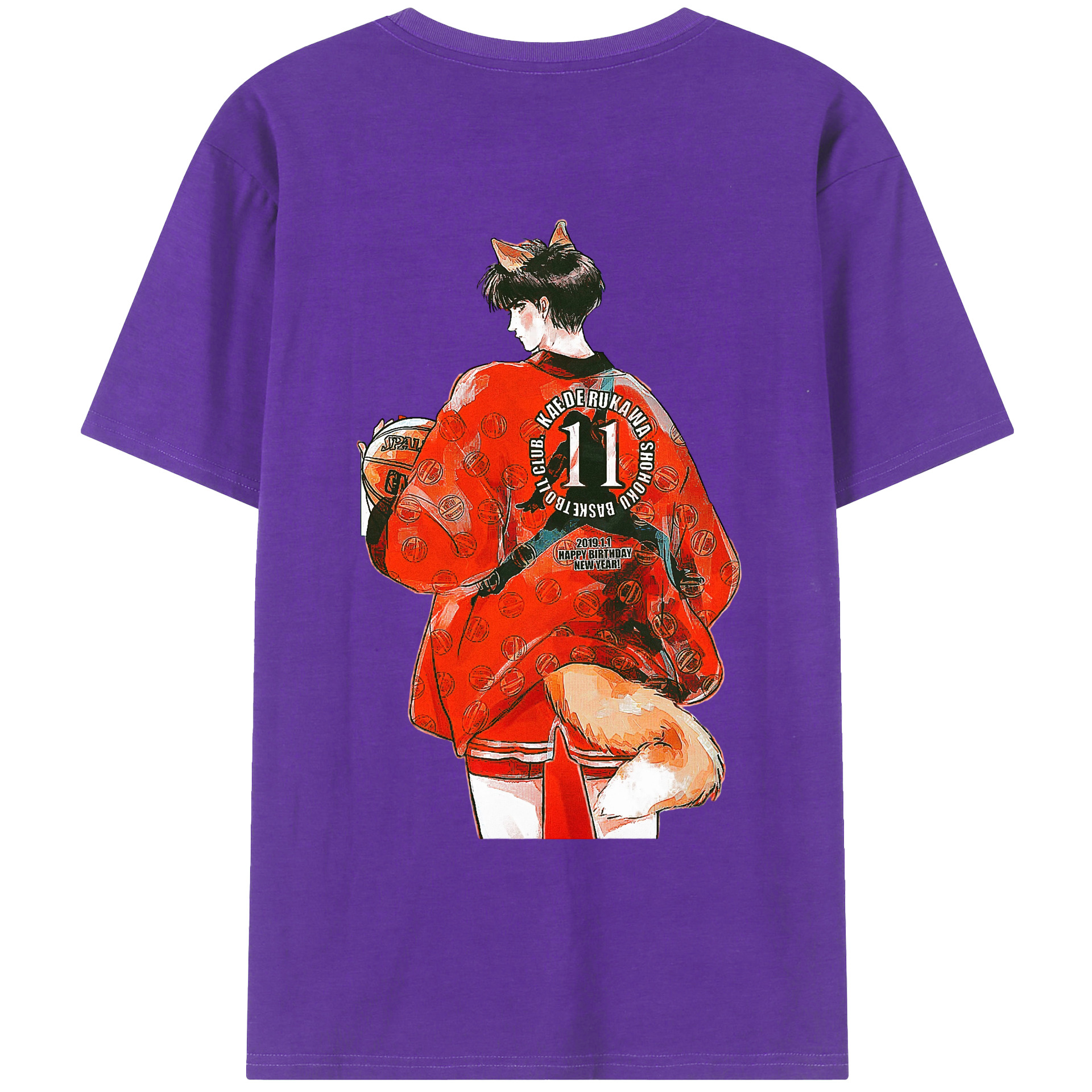 （画像用） SLAM DUNK／スラムダンク 綿100％ メンズ半袖Tシャツ（バックプリント） 通気性