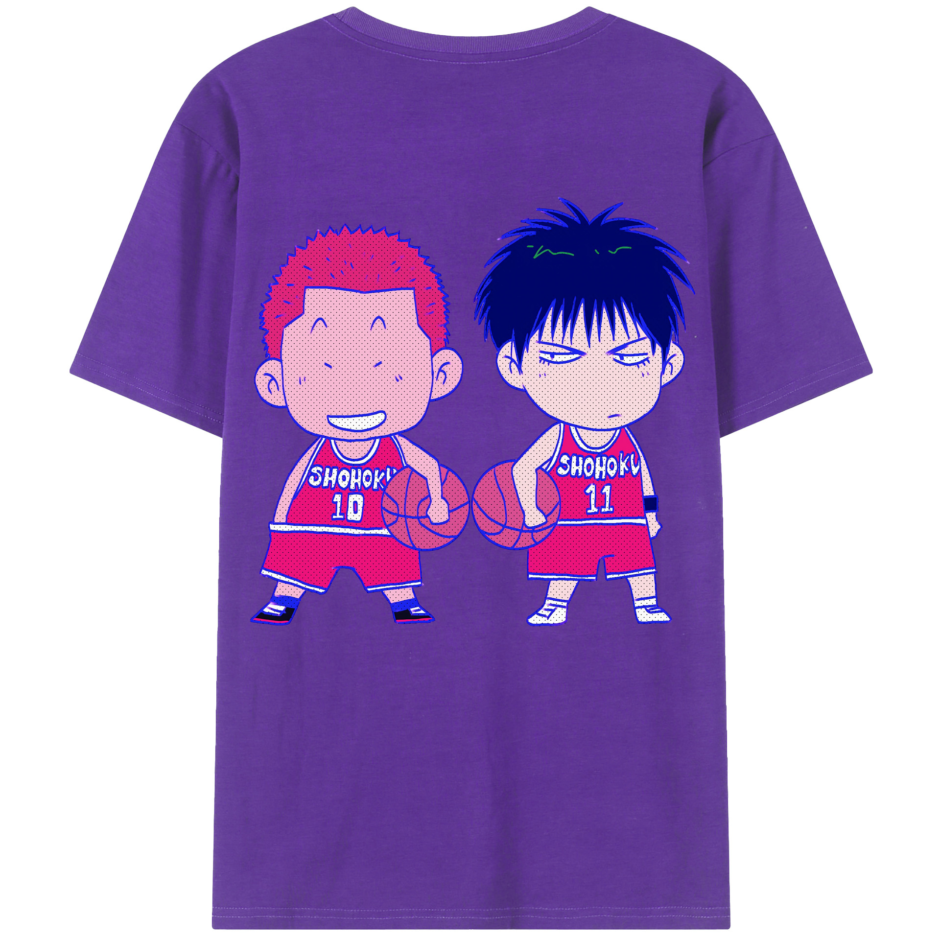 （画像用） SLAM DUNK／スラムダンク 綿100％ メンズ半袖Tシャツ（バックプリント） 通気性