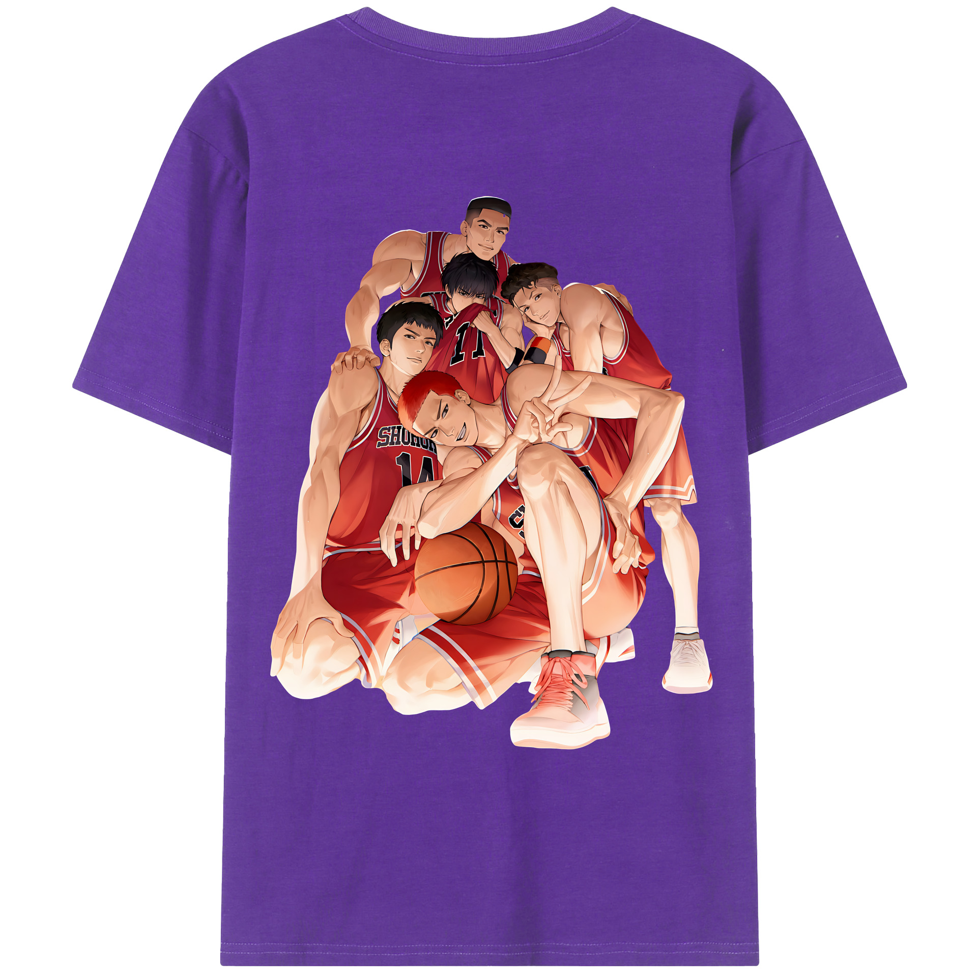 （画像用） SLAM DUNK／スラムダンク 綿100％ メンズ半袖Tシャツ（バックプリント） 通気性