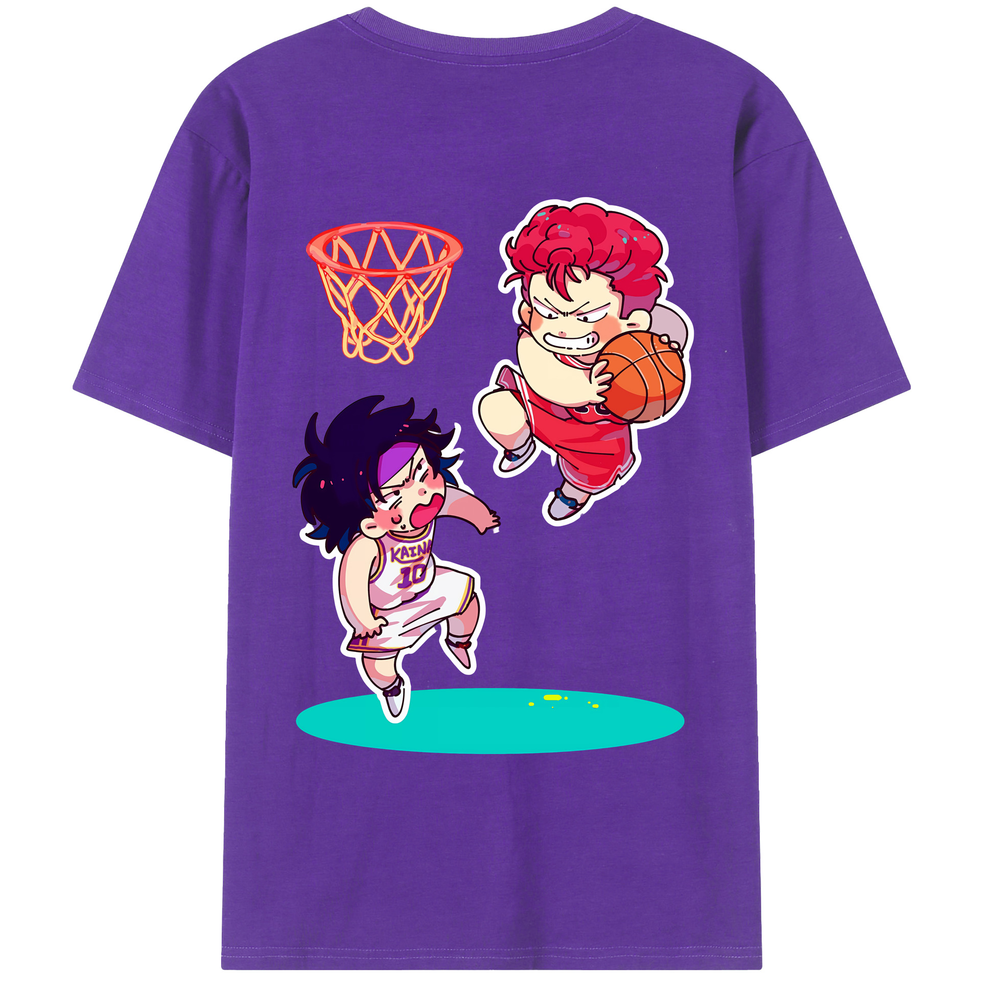 （画像用） SLAM DUNK／スラムダンク 綿100％ メンズ半袖Tシャツ（バックプリント） 通気性