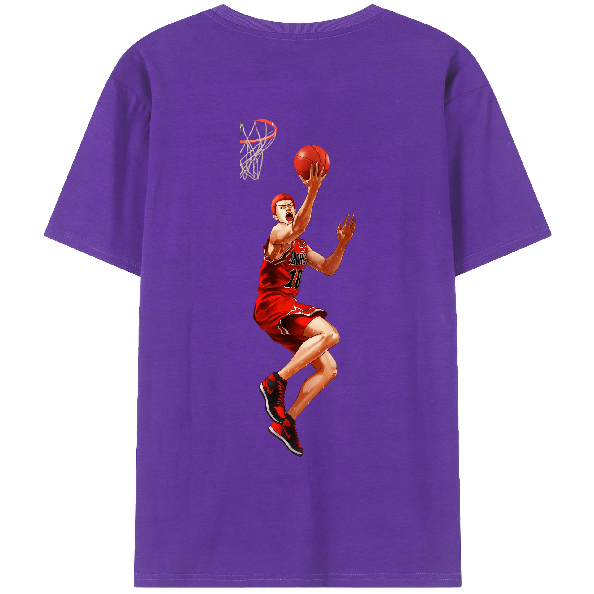 （画像用） SLAM DUNK／スラムダンク 綿100％ メンズ半袖Tシャツ（バックプリント） 通気性