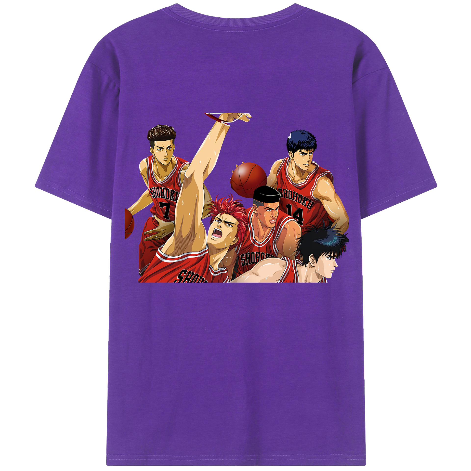 （画像用） SLAM DUNK／スラムダンク 綿100％ メンズ半袖Tシャツ（バックプリント） 通気性