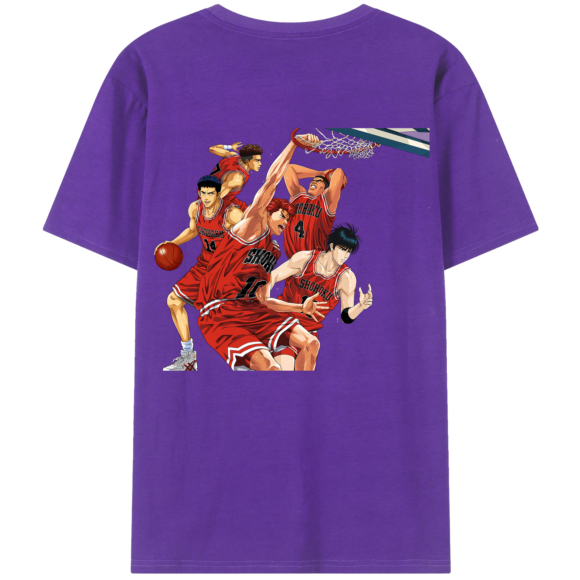 （画像用） SLAM DUNK／スラムダンク 綿100％ メンズ半袖Tシャツ（バックプリント） 通気性