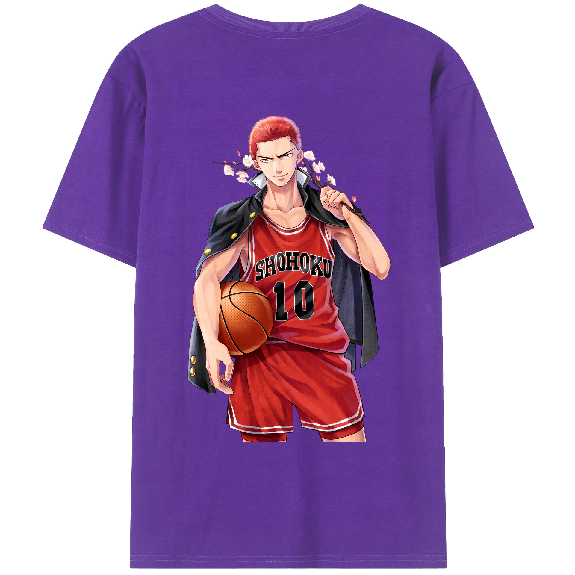 （画像用） SLAM DUNK／スラムダンク 綿100％ メンズ半袖Tシャツ（バックプリント） 通気性