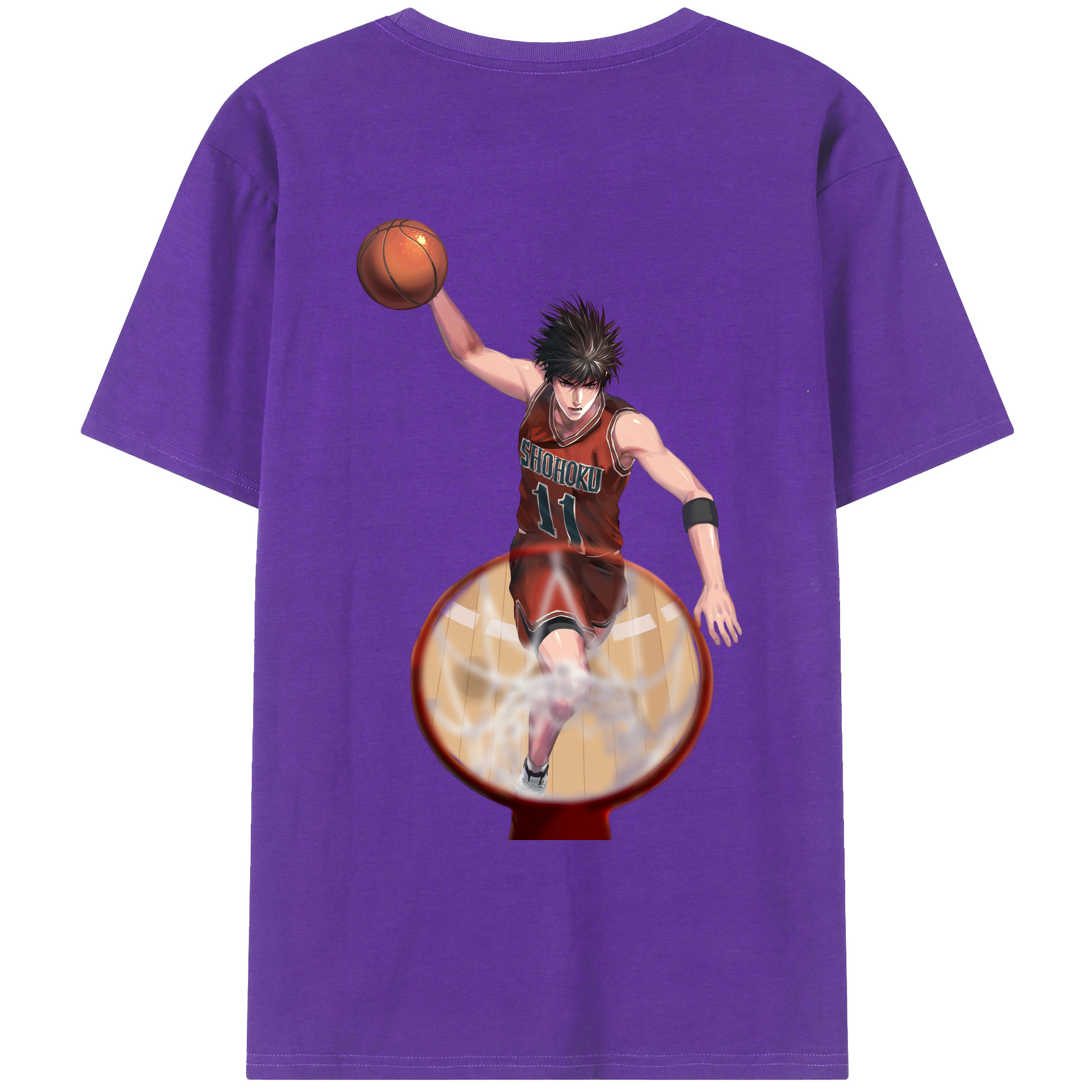 （画像用） SLAM DUNK／スラムダンク 綿100％ メンズ半袖Tシャツ（バックプリント） 通気性