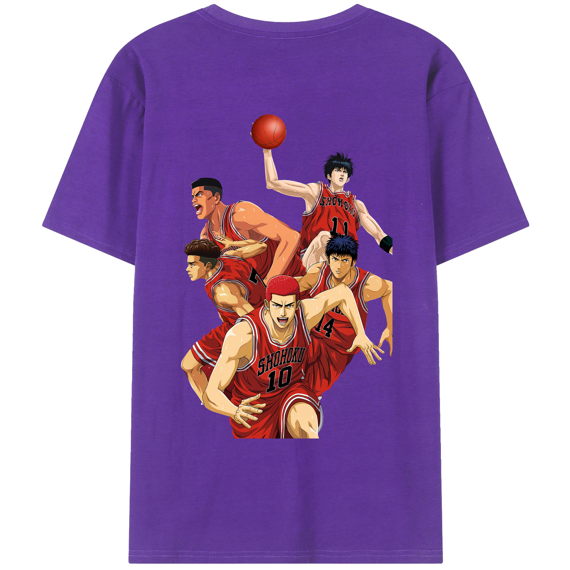 （画像用） SLAM DUNK／スラムダンク 綿100％ メンズ半袖Tシャツ（バックプリント） 通気性