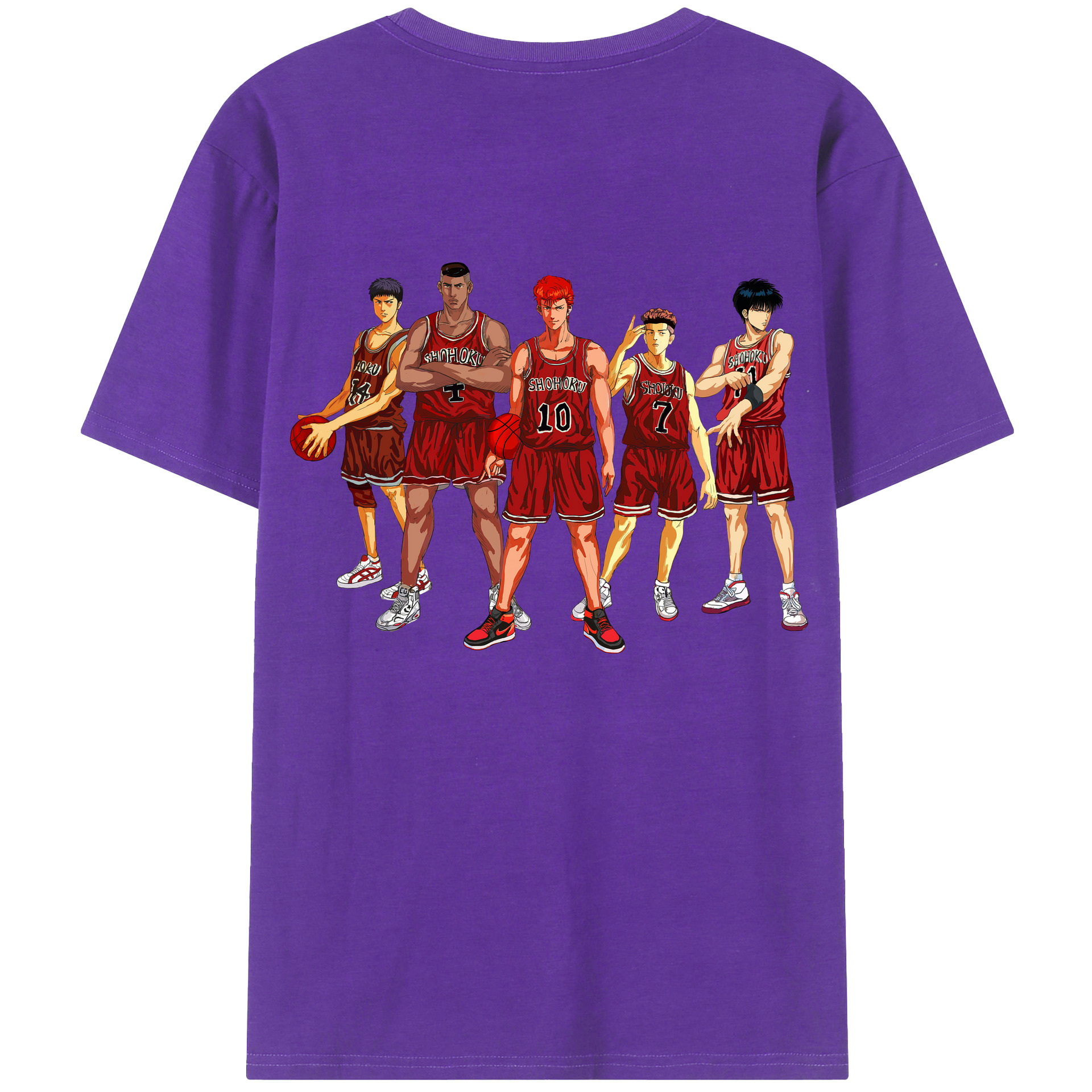（画像用） SLAM DUNK／スラムダンク 綿100％ メンズ半袖Tシャツ（バックプリント） 通気性