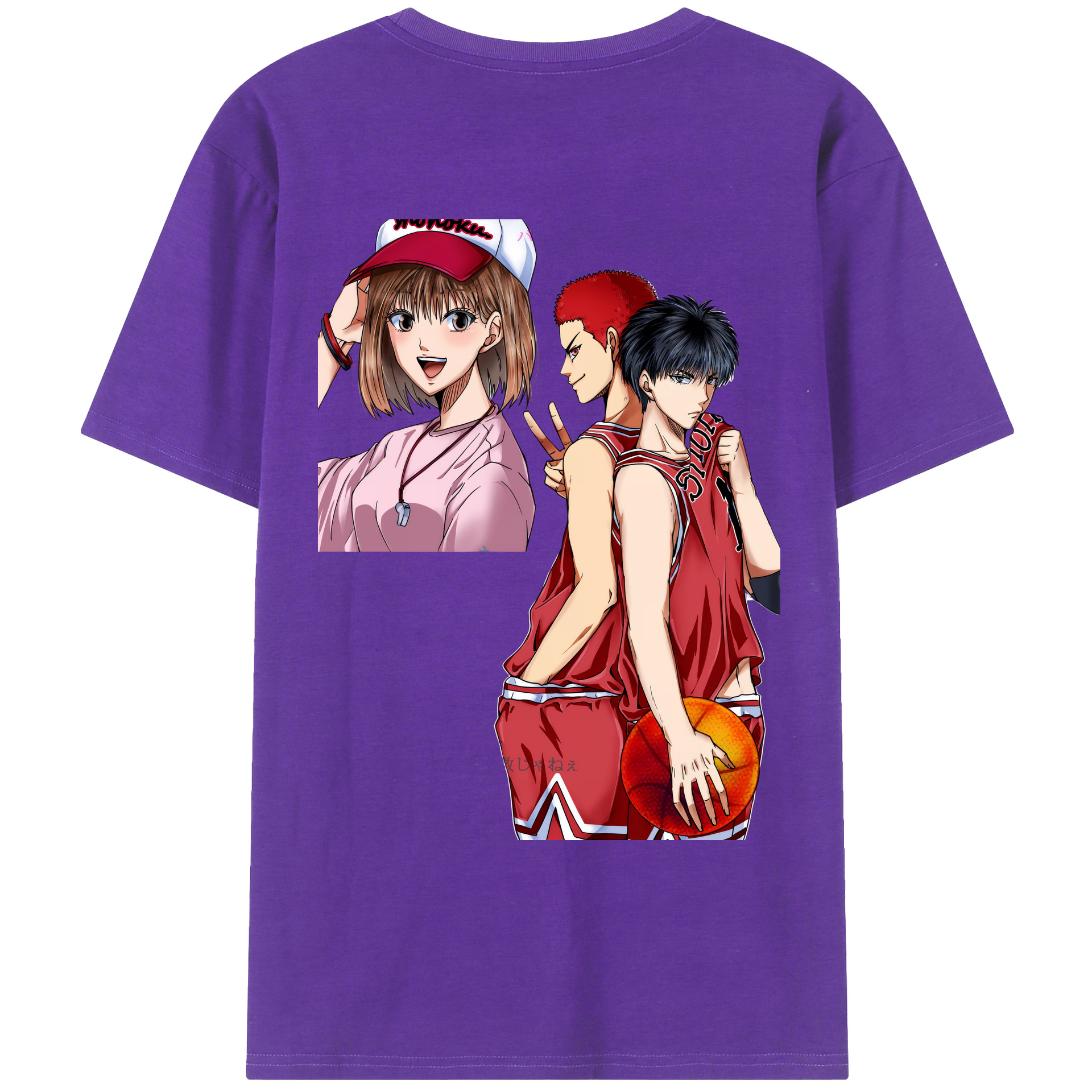 （画像用） SLAM DUNK／スラムダンク 綿100％ メンズ半袖Tシャツ（バックプリント） 通気性