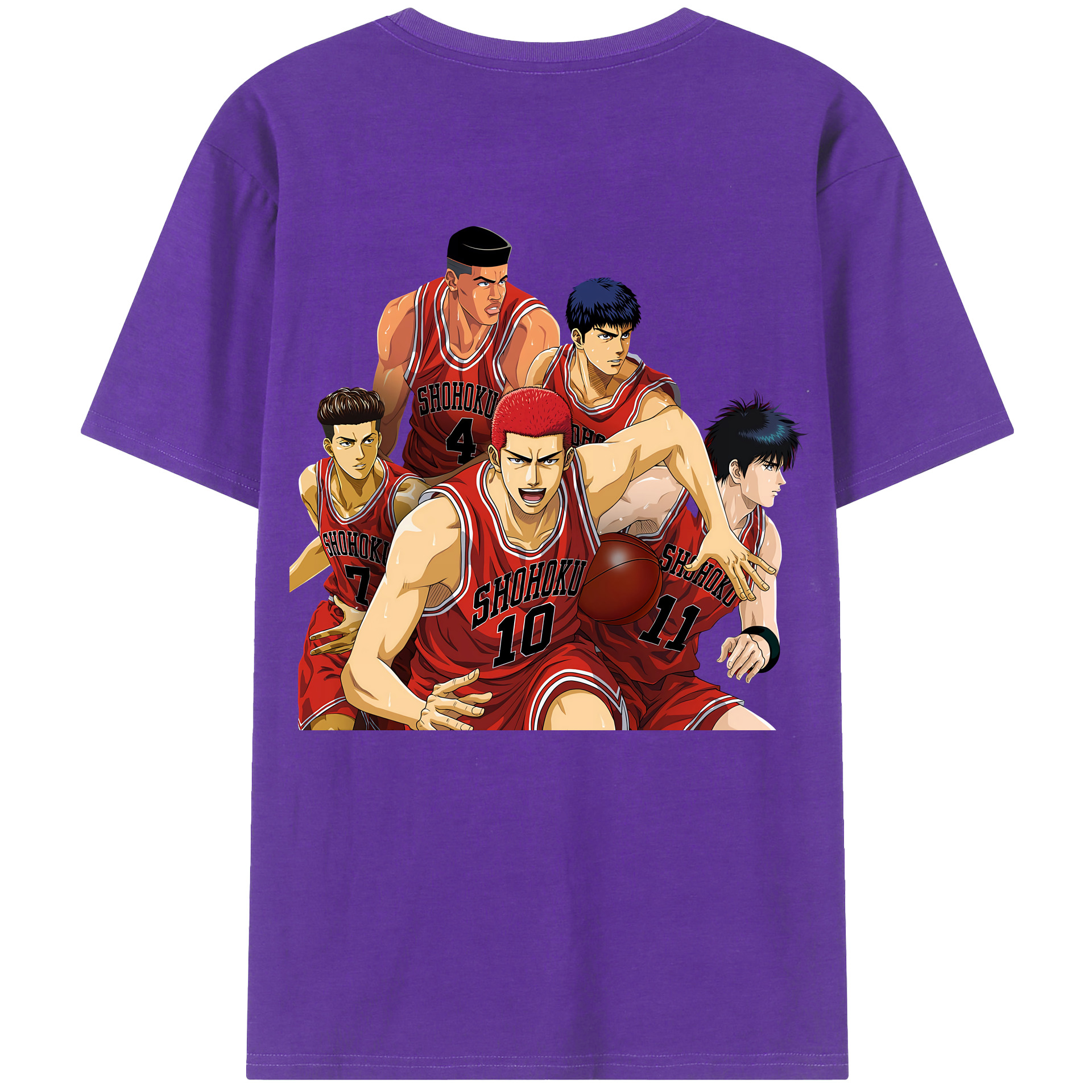 （画像用） SLAM DUNK／スラムダンク 綿100％ メンズ半袖Tシャツ（バックプリント） 通気性