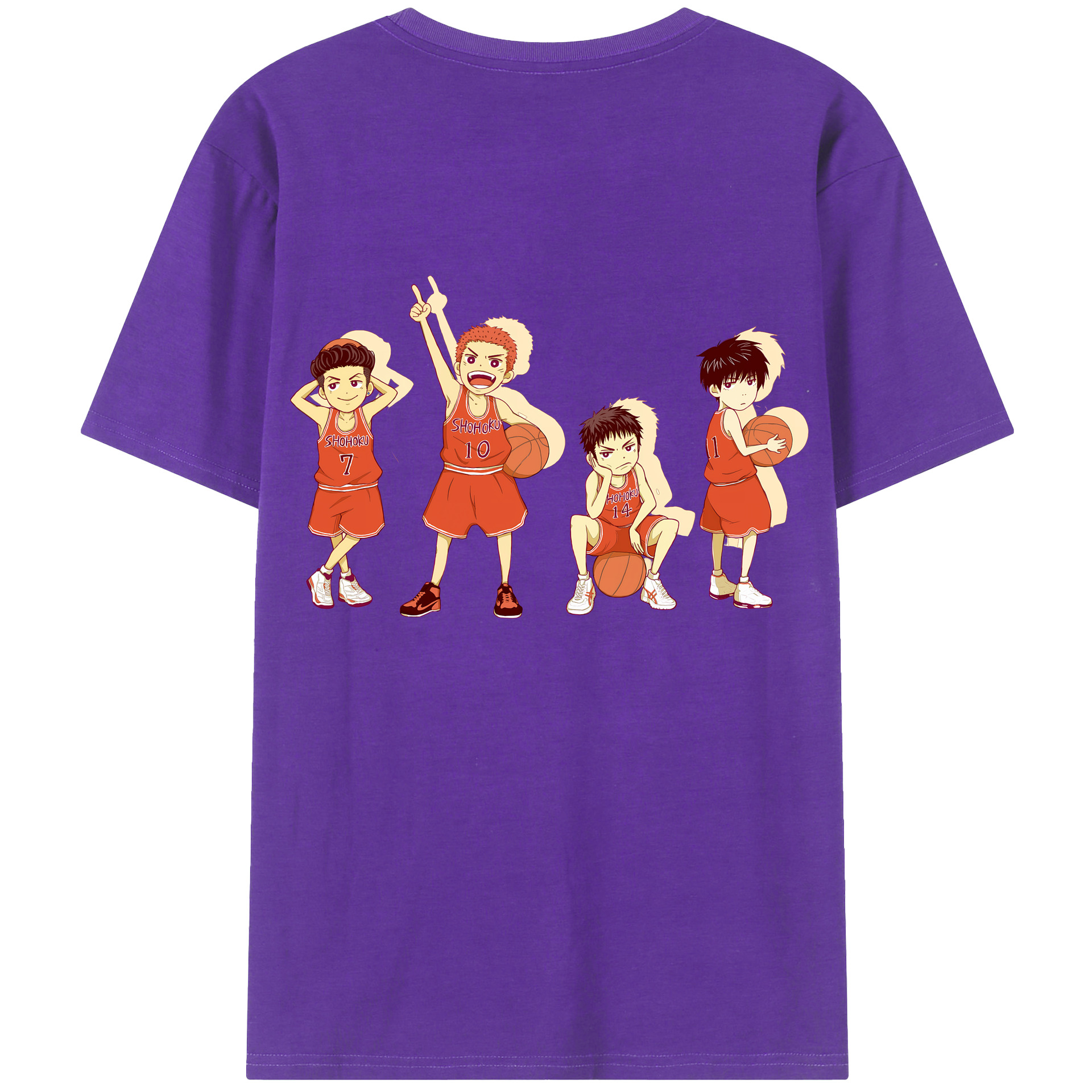 （画像用） SLAM DUNK／スラムダンク 綿100％ メンズ半袖Tシャツ（バックプリント） 通気性