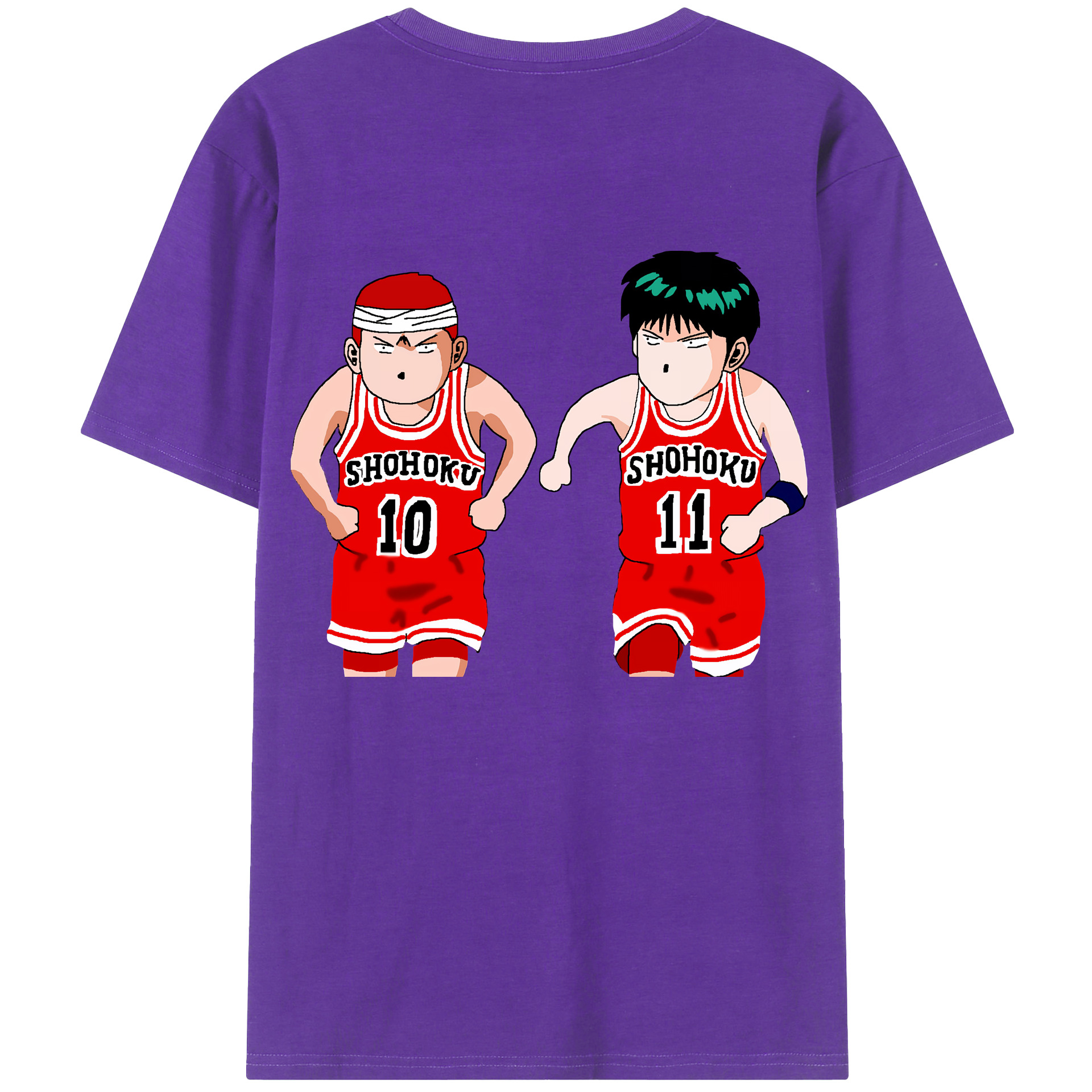 （画像用） SLAM DUNK／スラムダンク 綿100％ メンズ半袖Tシャツ（バックプリント） 通気性