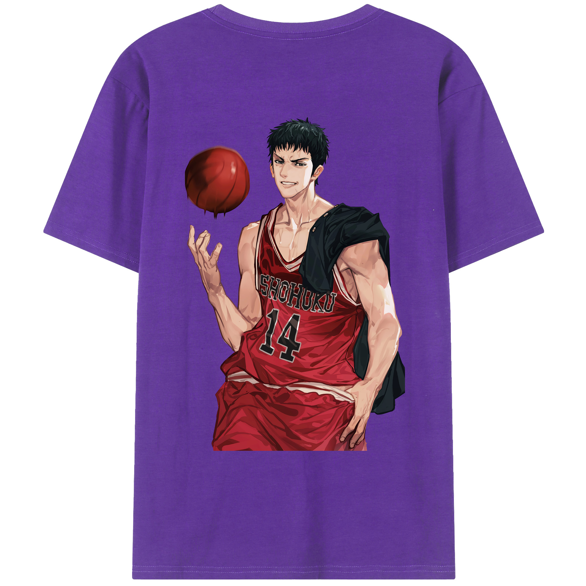 （画像用） SLAM DUNK／スラムダンク 綿100％ メンズ半袖Tシャツ（バックプリント） 通気性