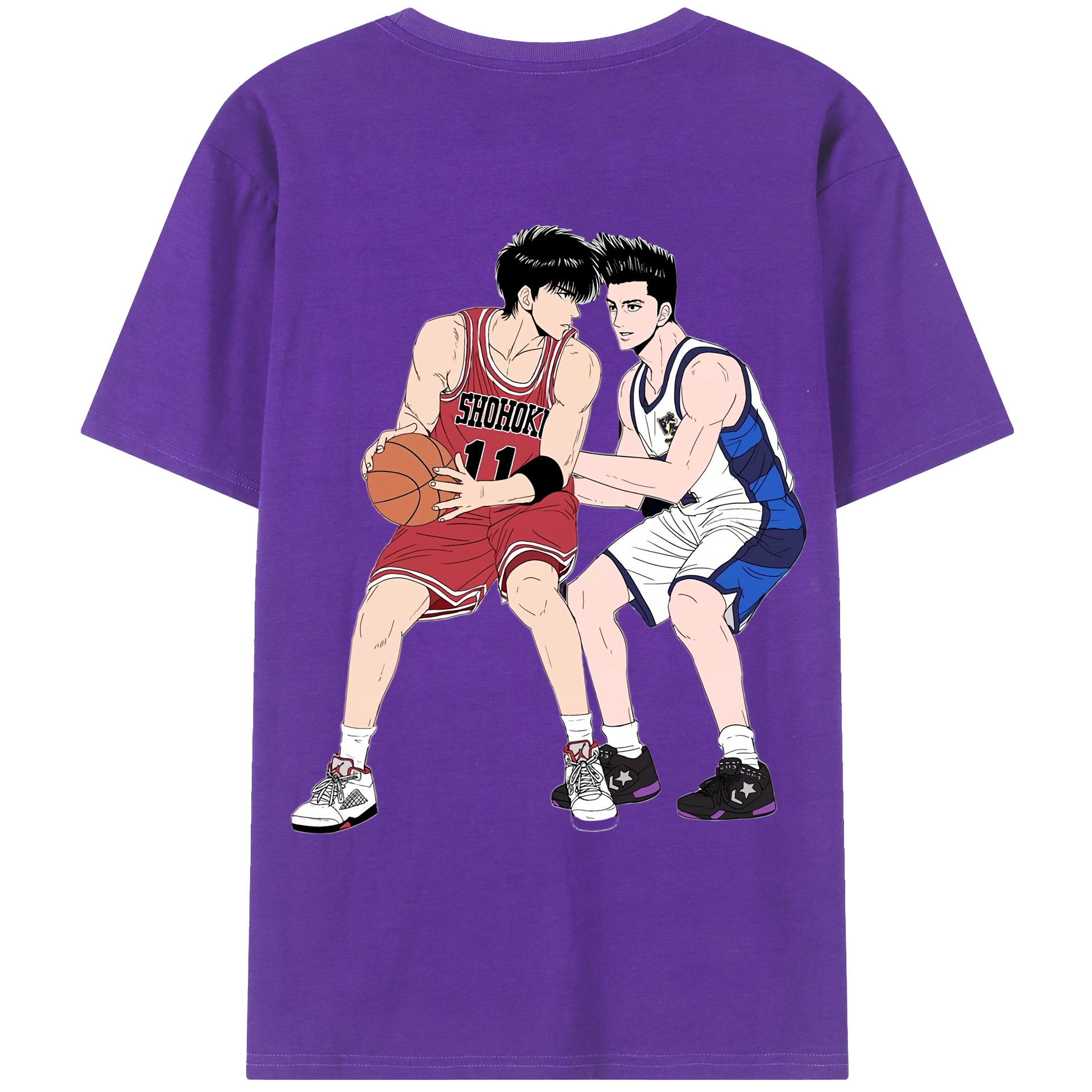 （画像用） SLAM DUNK／スラムダンク 綿100％ メンズ半袖Tシャツ（バックプリント） 通気性