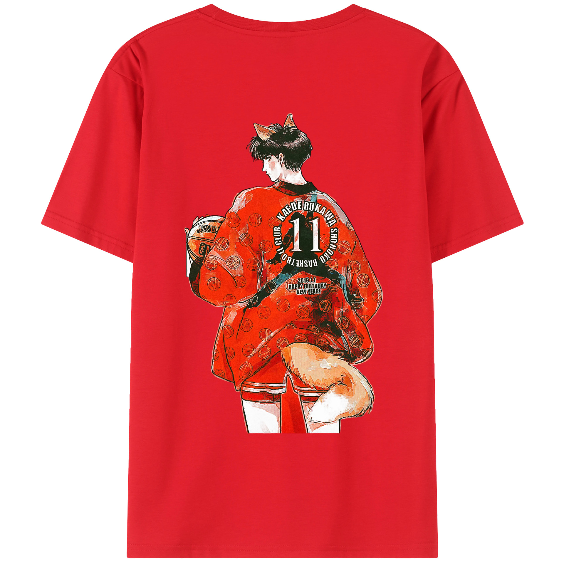 （画像用） SLAM DUNK／スラムダンク 綿100％ メンズ半袖Tシャツ（バックプリント） 通気性