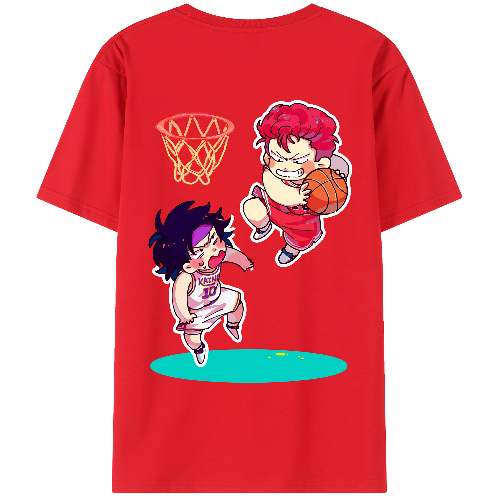 （画像用） SLAM DUNK／スラムダンク 綿100％ メンズ半袖Tシャツ（バックプリント） 通気性