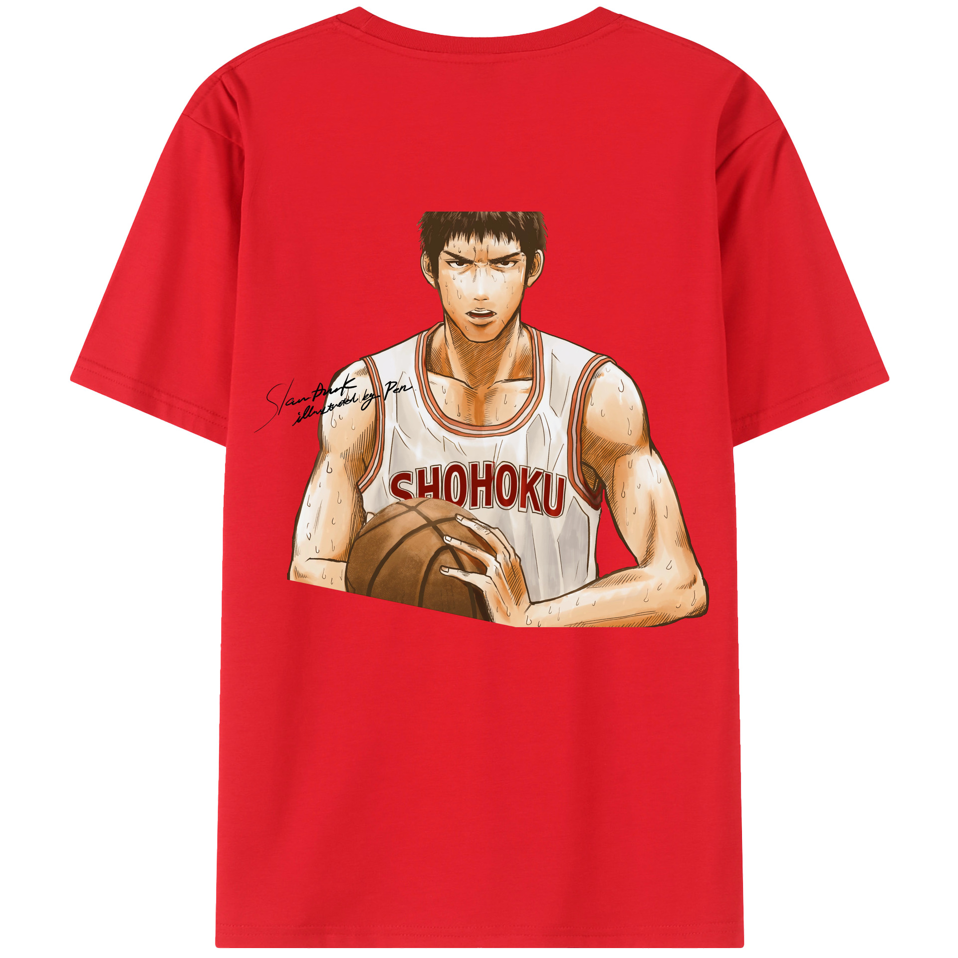 （画像用） SLAM DUNK／スラムダンク 綿100％ メンズ半袖Tシャツ（バックプリント） 通気性