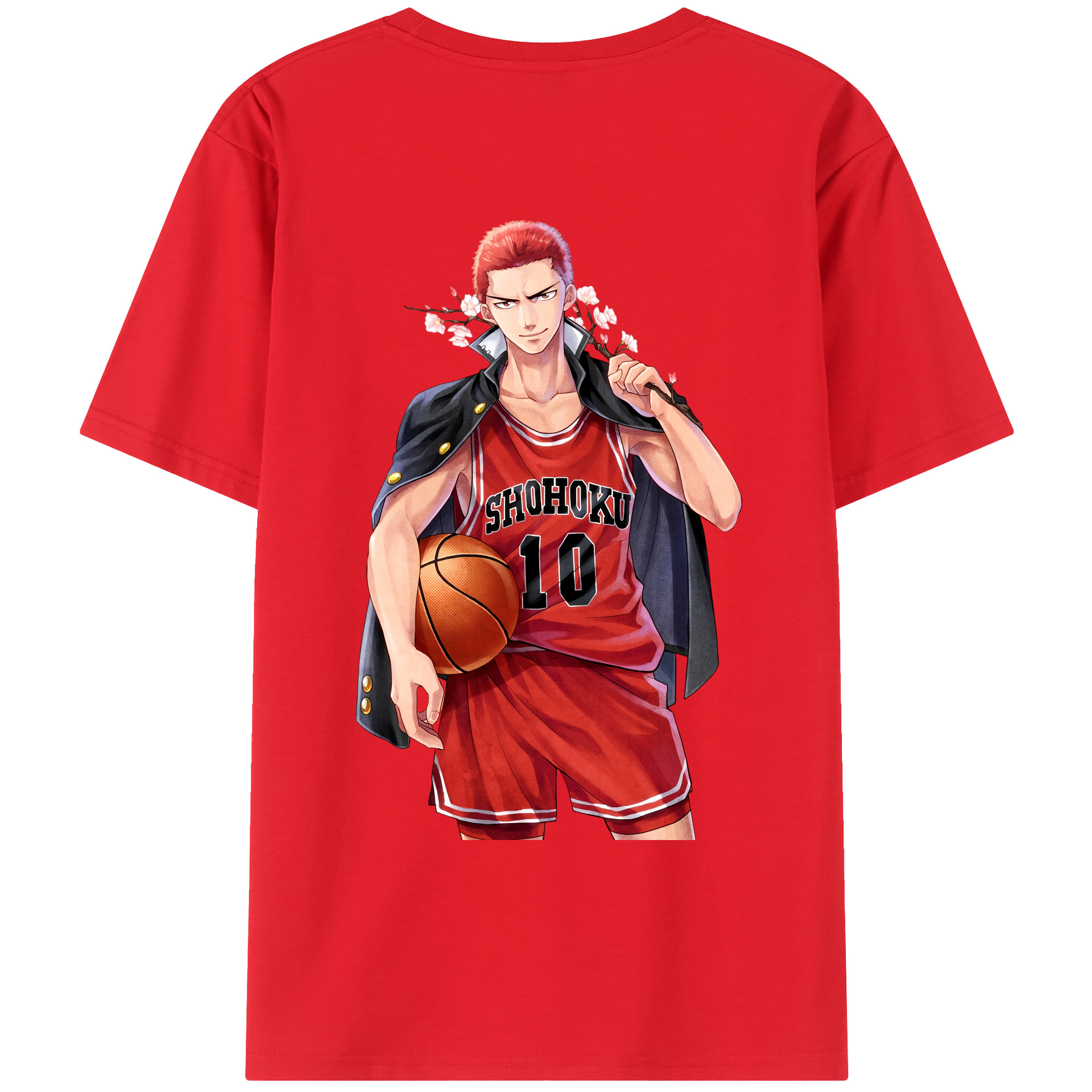（画像用） SLAM DUNK／スラムダンク 綿100％ メンズ半袖Tシャツ（バックプリント） 通気性