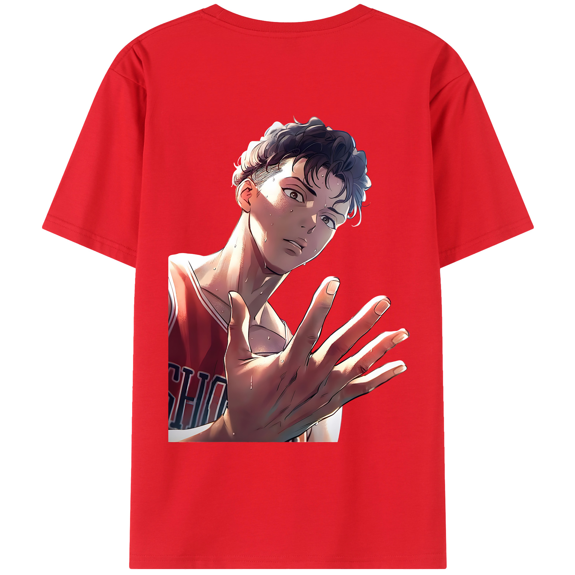 （画像用） SLAM DUNK／スラムダンク 綿100％ メンズ半袖Tシャツ（バックプリント） 通気性