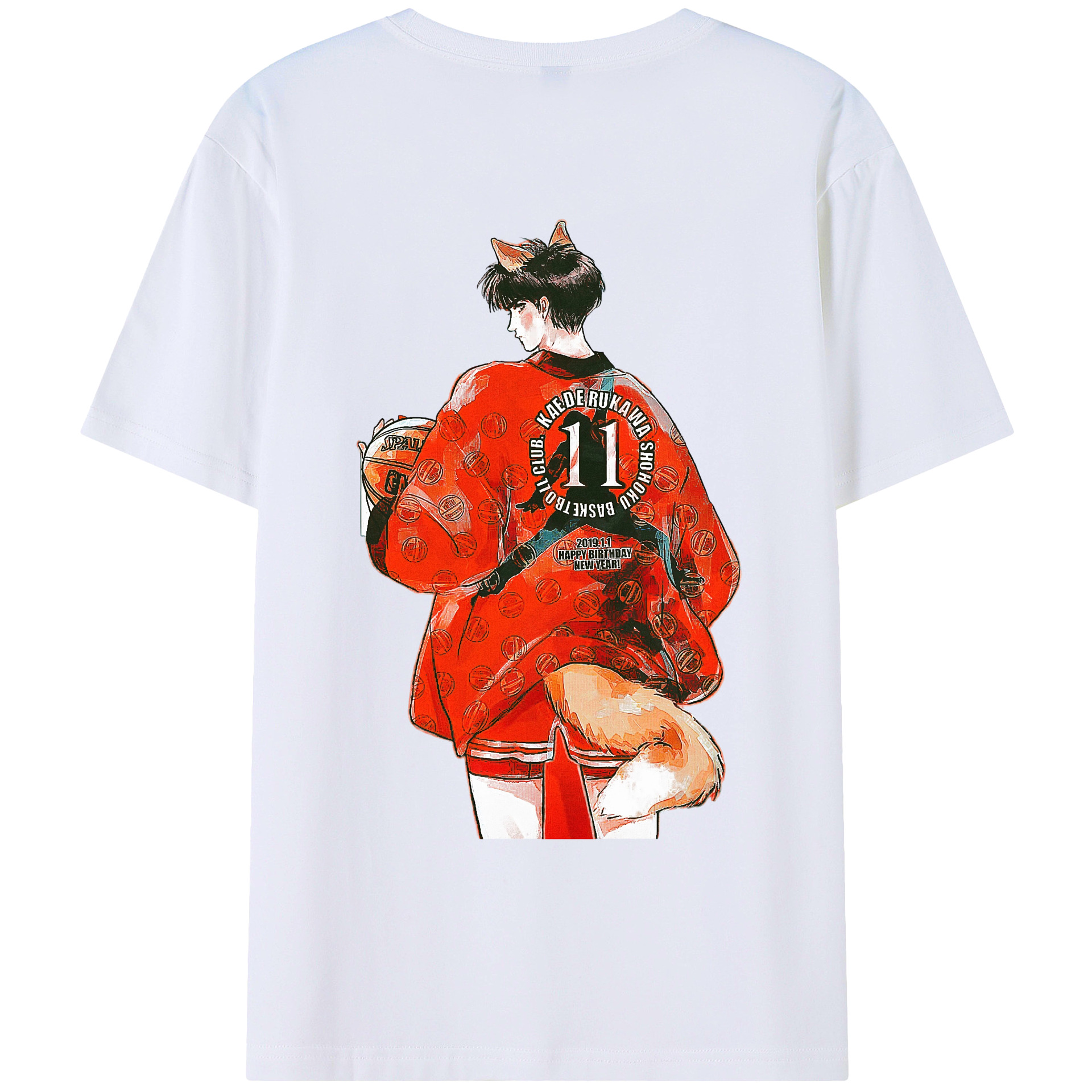 （画像用） SLAM DUNK／スラムダンク 綿100％ メンズ半袖Tシャツ（バックプリント） 通気性
