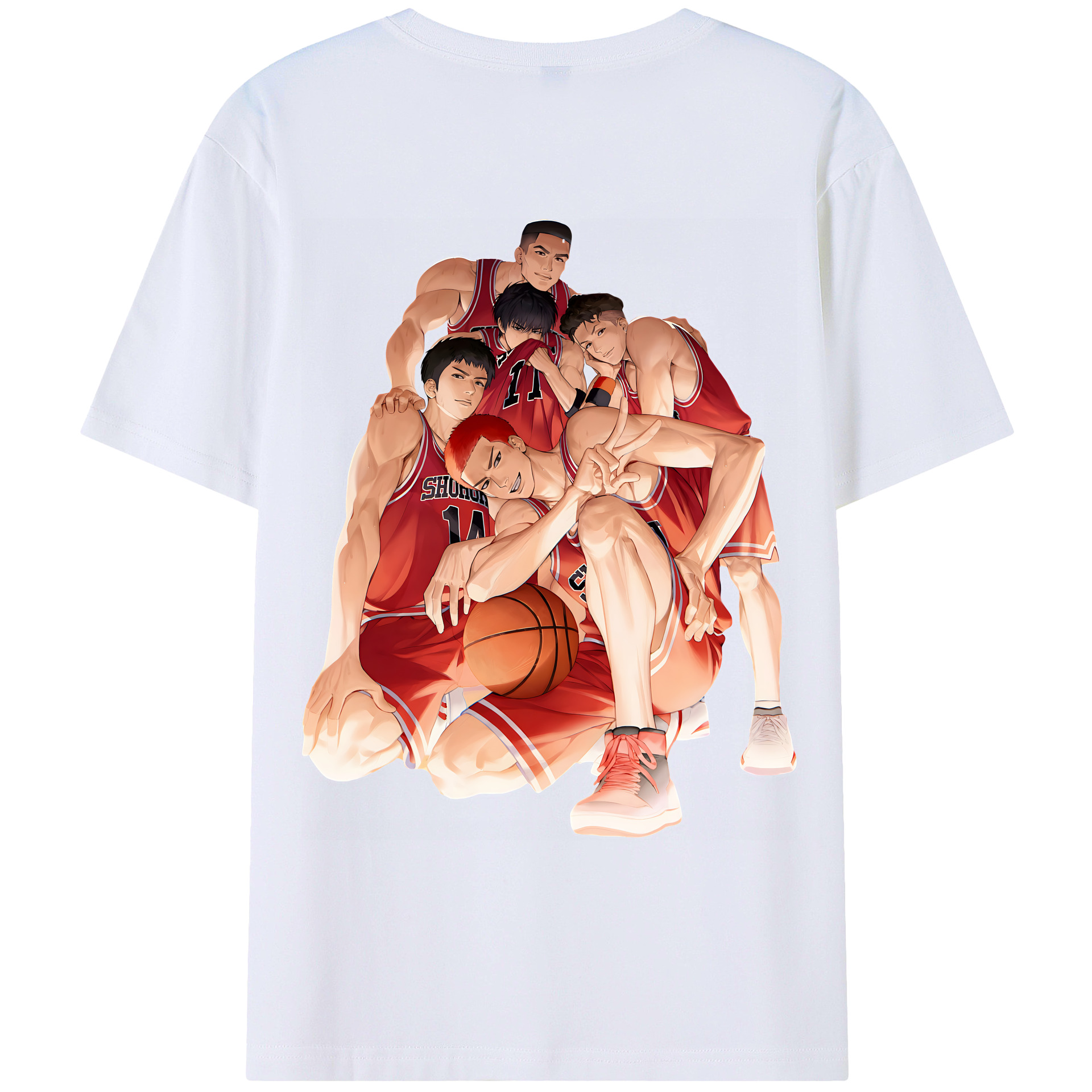 （画像用） SLAM DUNK／スラムダンク 綿100％ メンズ半袖Tシャツ（バックプリント） 通気性