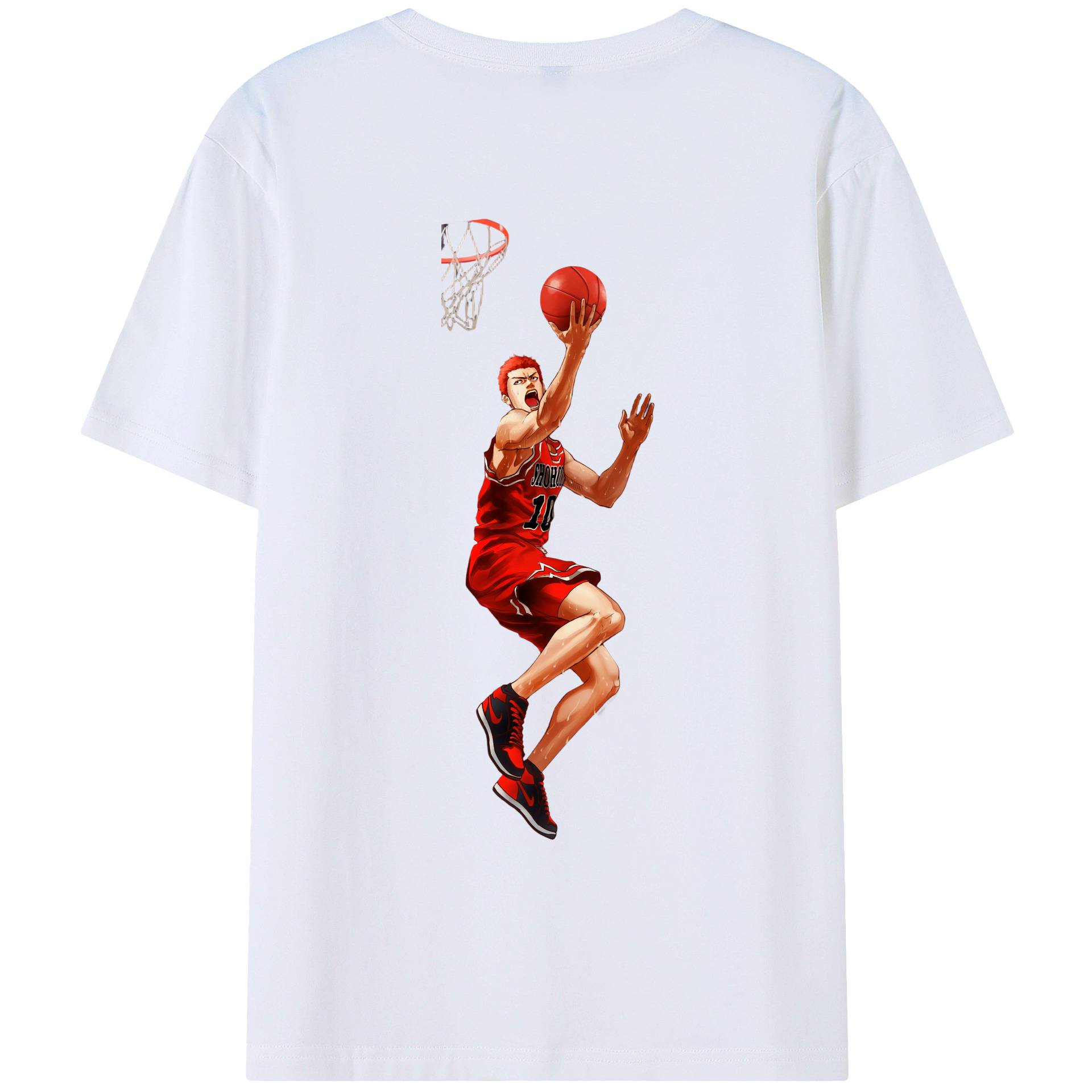 （画像用） SLAM DUNK／スラムダンク 綿100％ メンズ半袖Tシャツ（バックプリント） 通気性