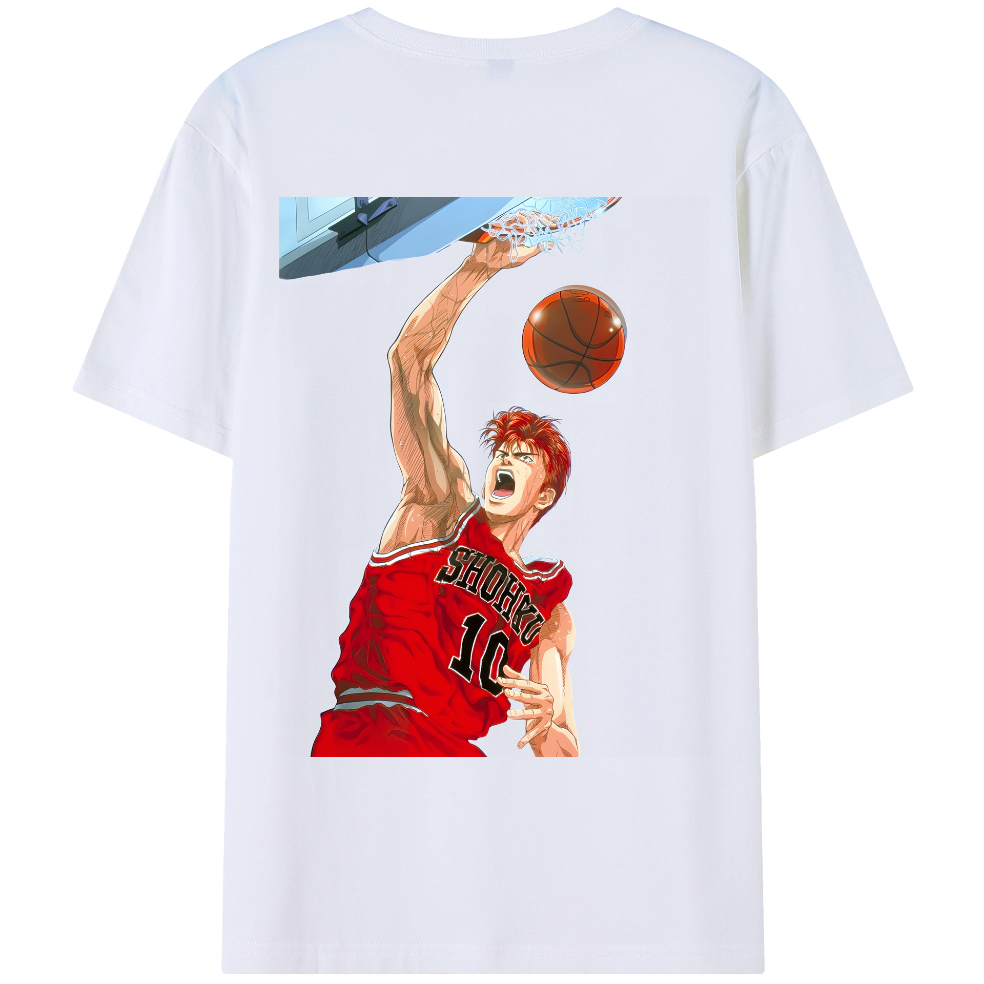（画像用） SLAM DUNK／スラムダンク 綿100％ メンズ半袖Tシャツ（バックプリント） 通気性