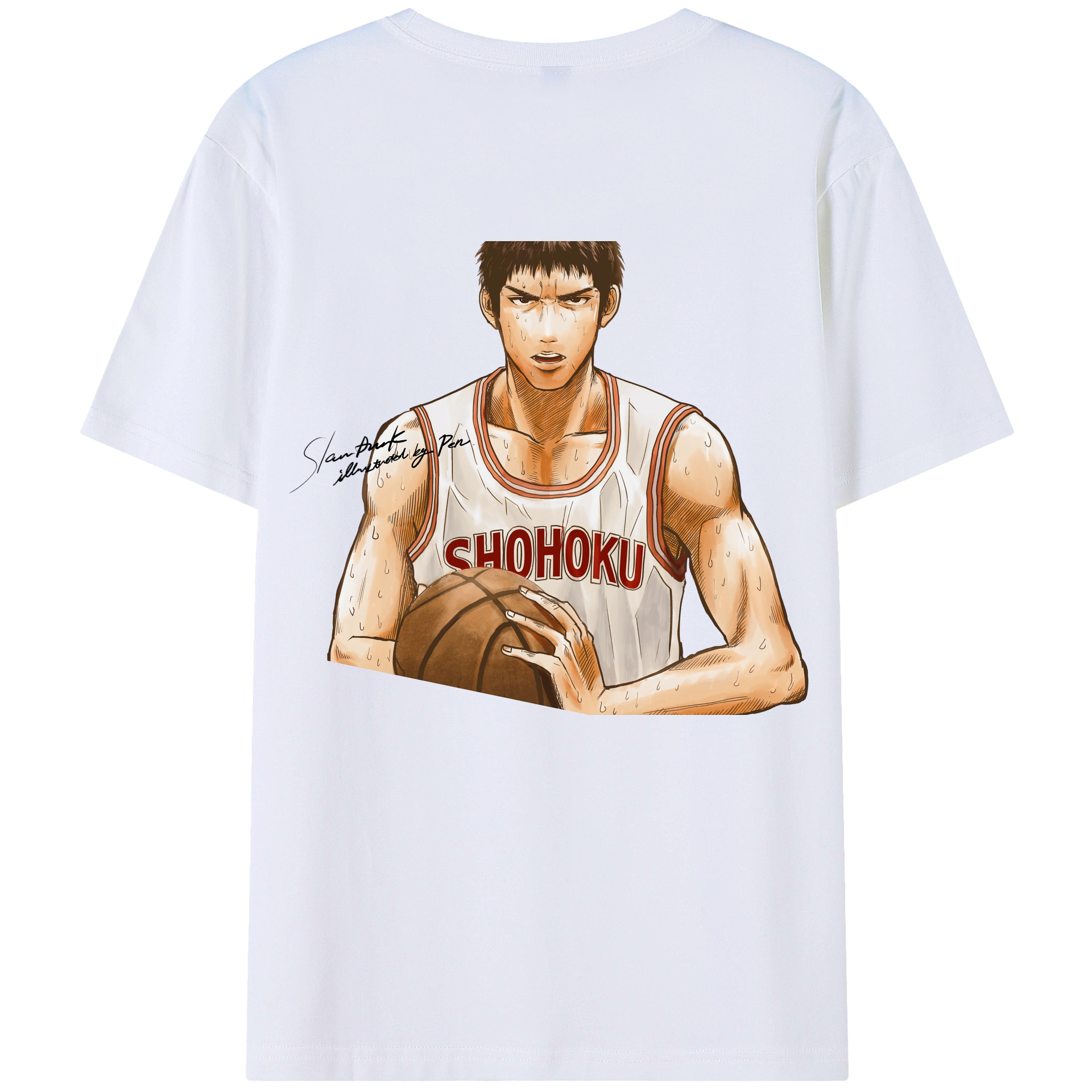 （画像用） SLAM DUNK／スラムダンク 綿100％ メンズ半袖Tシャツ（バックプリント） 通気性