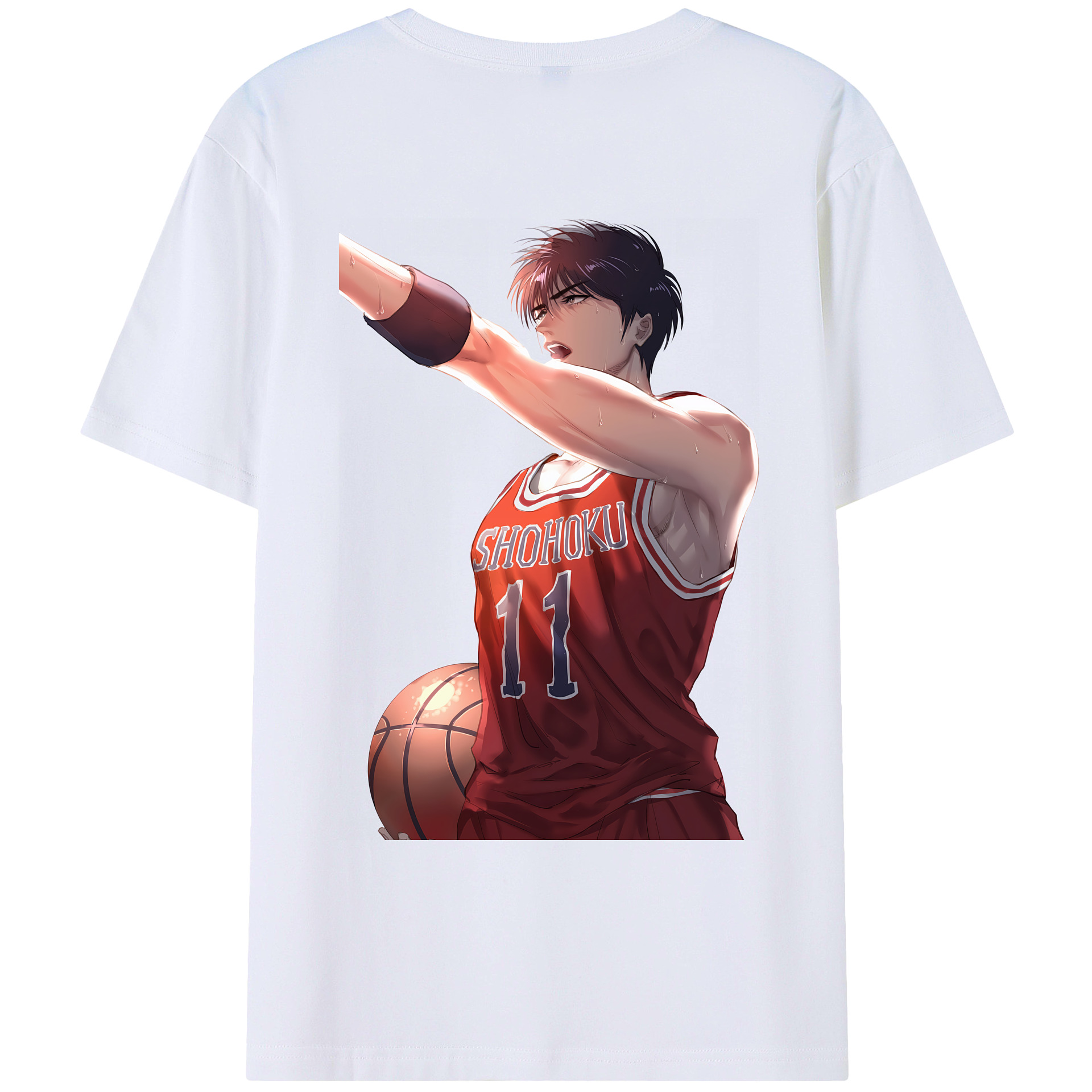 （画像用） SLAM DUNK／スラムダンク 綿100％ メンズ半袖Tシャツ（バックプリント） 通気性