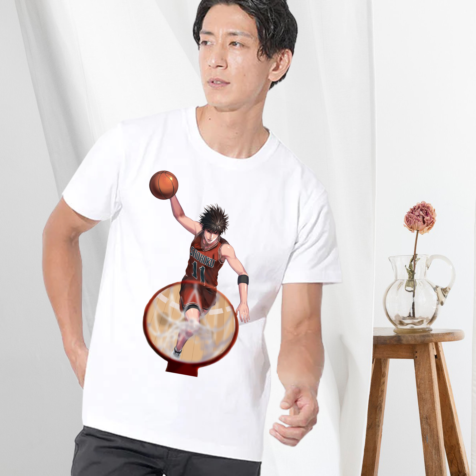 SLAM DUNK／スラムダンク 綿100％ メンズ半袖Tシャツ｜肌触りやわらか＆通気性