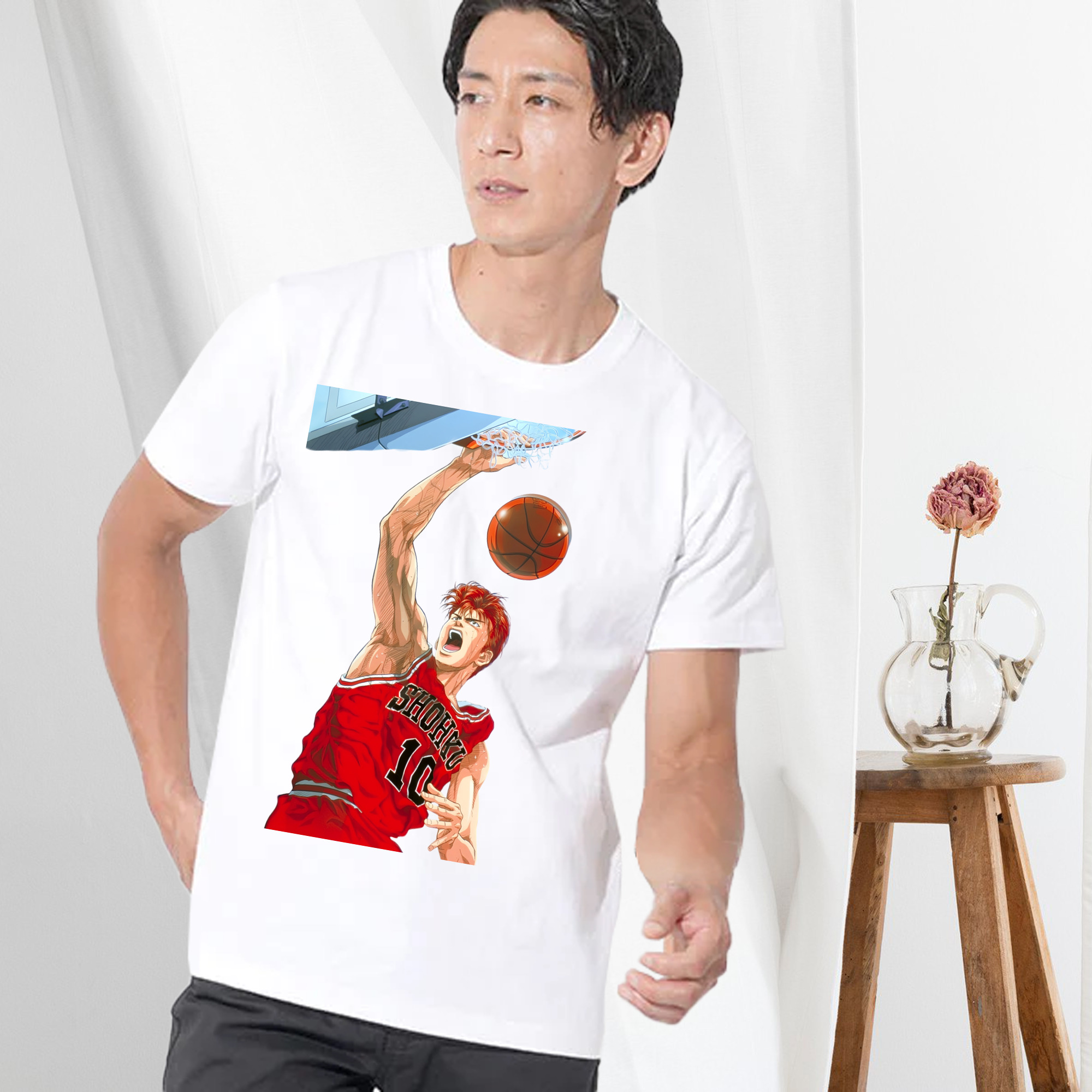 SLAM DUNK／スラムダンク 綿100％ メンズ半袖Tシャツ｜肌触りやわらか＆通気性
