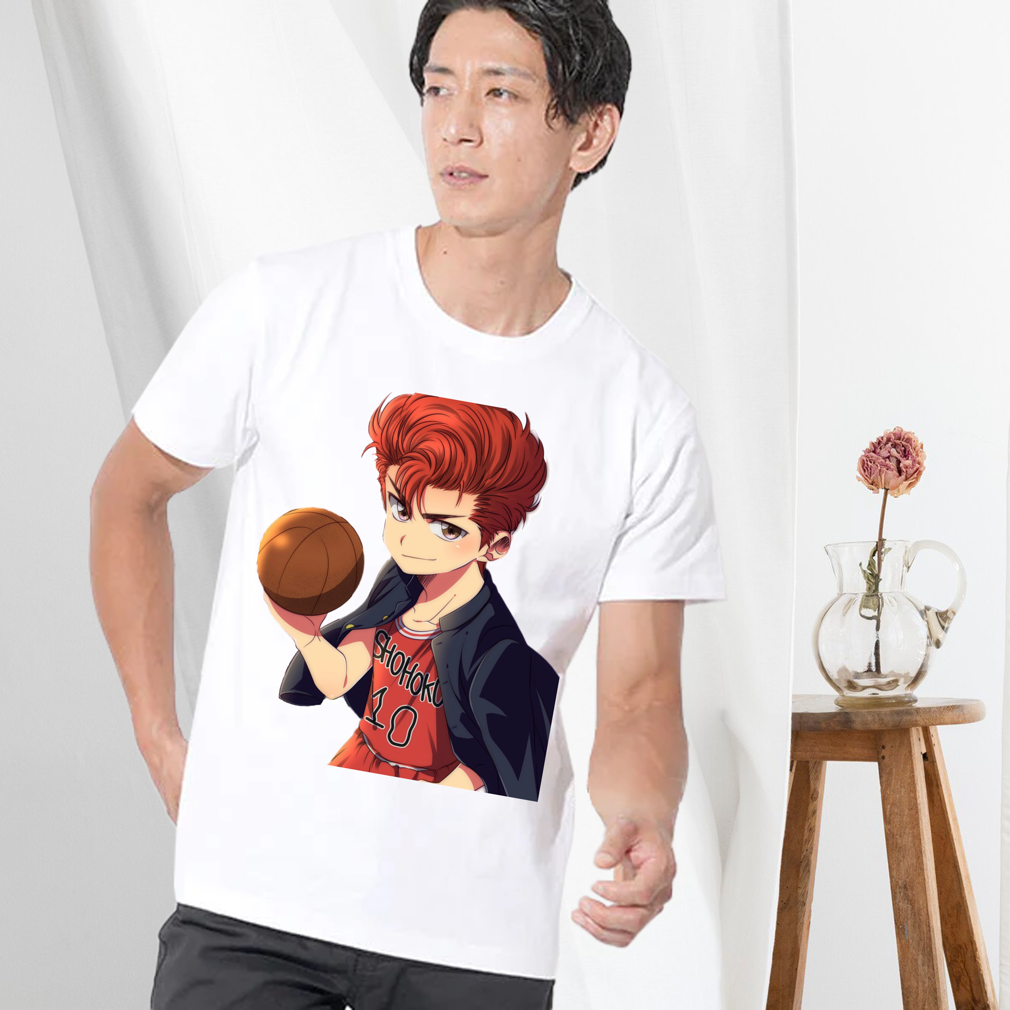 SLAM DUNK／スラムダンク 綿100％ メンズ半袖Tシャツ｜肌触りやわらか＆通気性