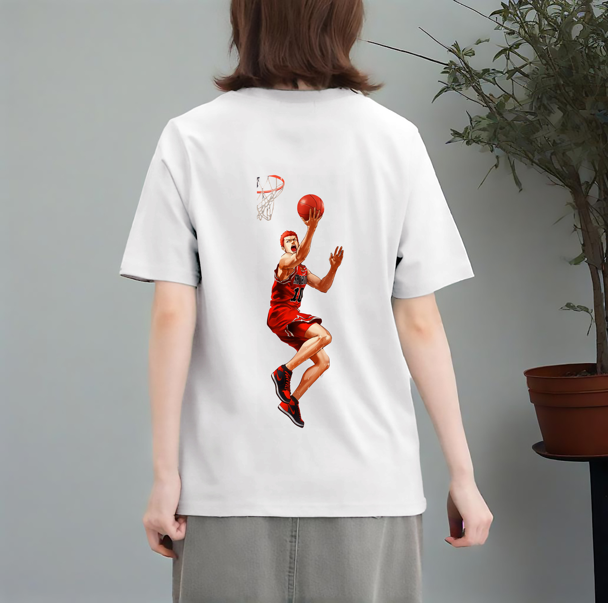 SLAM DUNK／スラムダンク レディース半袖Tシャツ(バックプリント)