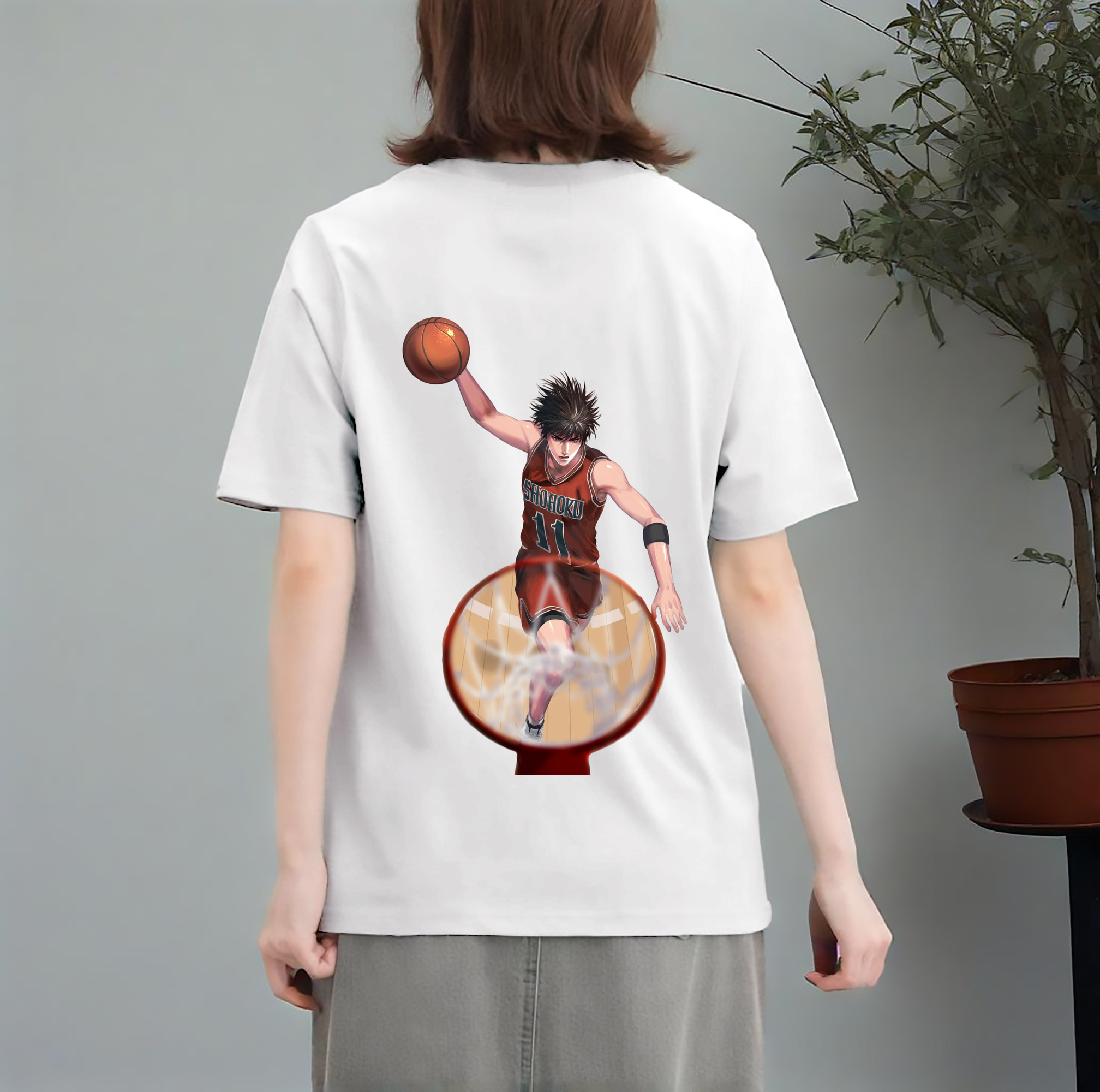 SLAM DUNK／スラムダンク レディース半袖Tシャツ(バックプリント)