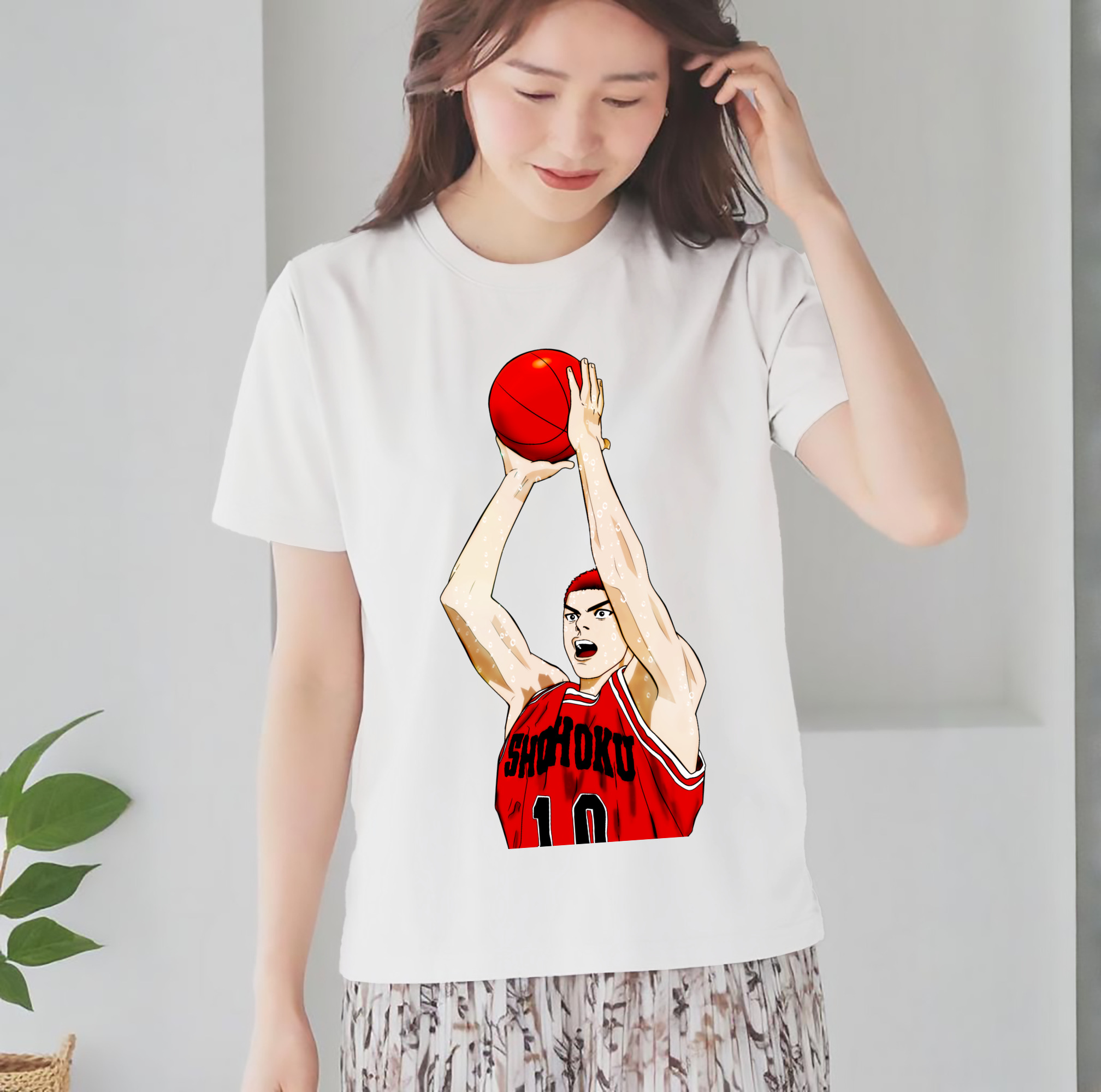 SLAM DUNK／スラムダンク レディースカジュアルプリントTシャツ（綿100％）