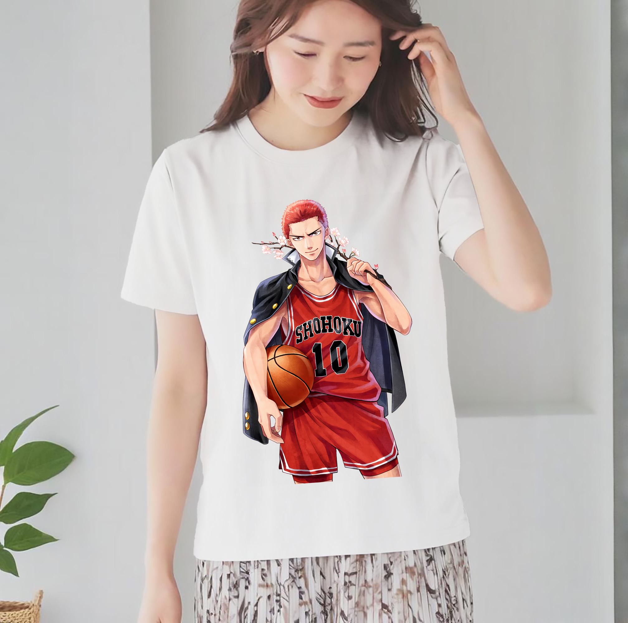 SLAM DUNK／スラムダンク レディースカジュアルプリントTシャツ（綿100％）