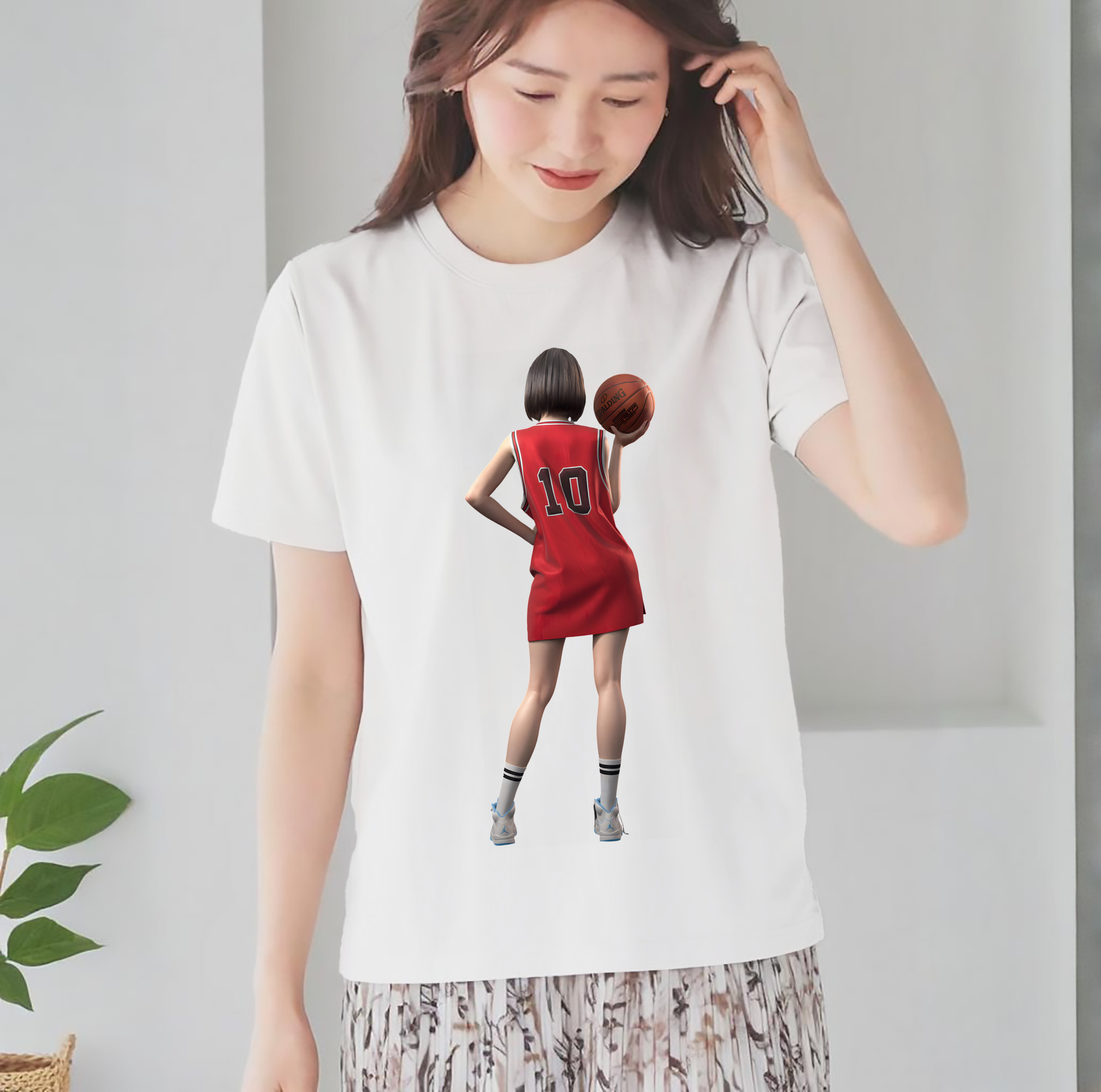SLAM DUNK／スラムダンク レディースカジュアルプリントTシャツ（綿100％）