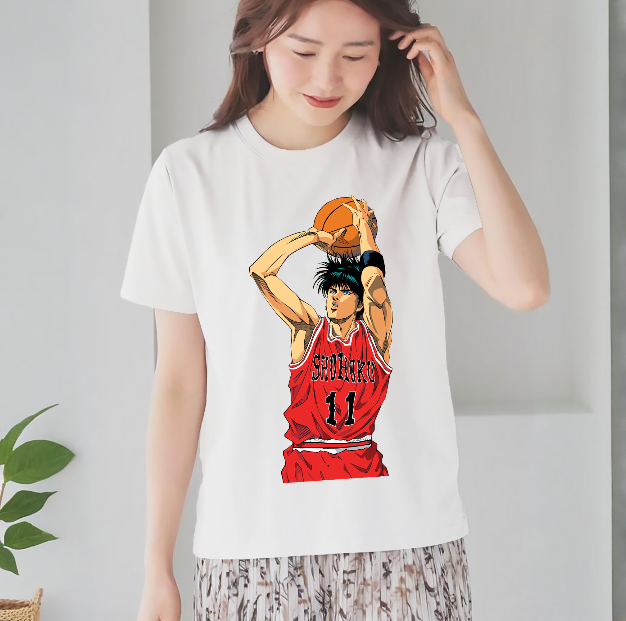 SLAM DUNK／スラムダンク レディースカジュアルプリントTシャツ（綿100％）