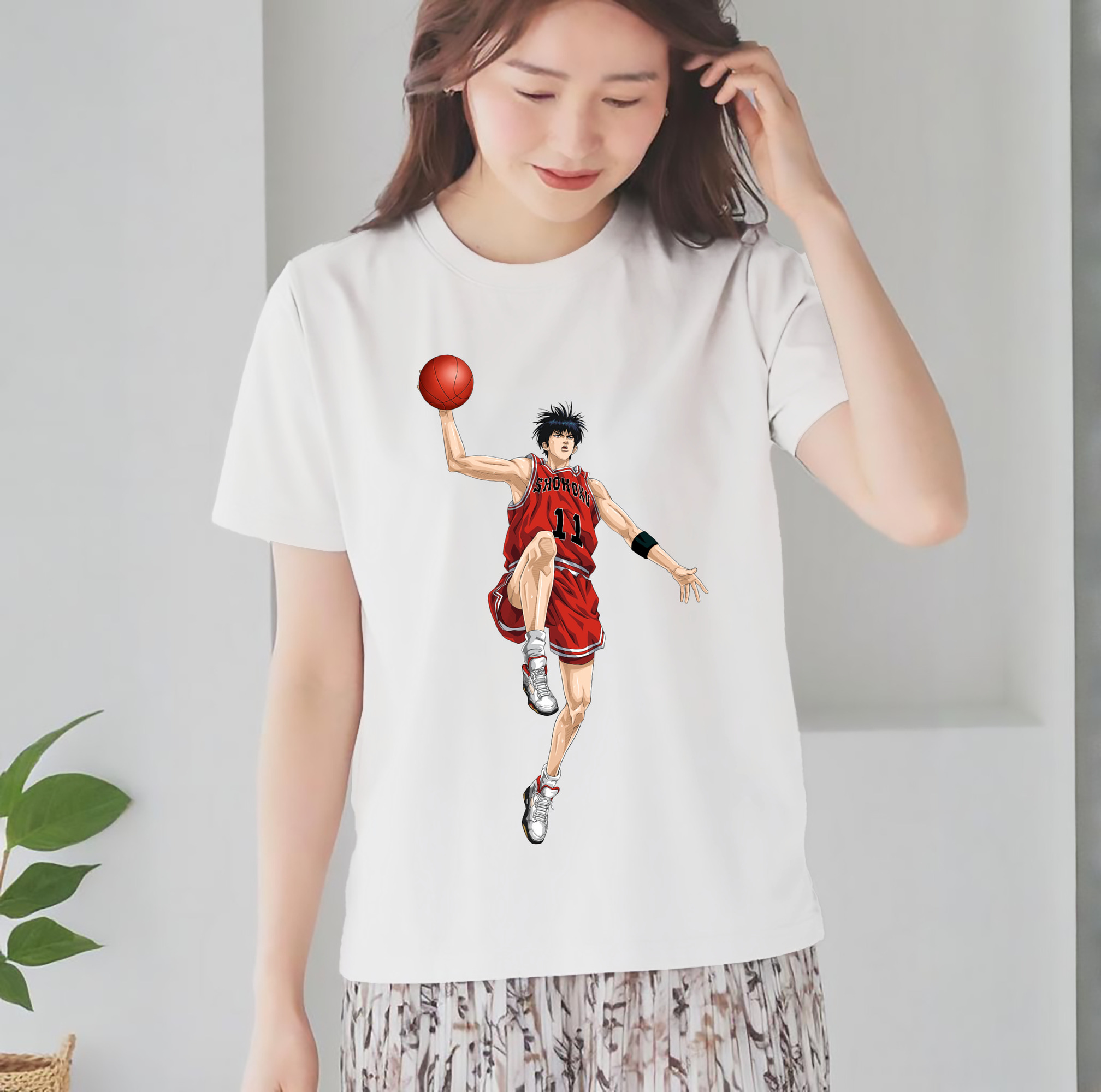 SLAM DUNK／スラムダンク レディースカジュアルプリントTシャツ（綿100％）