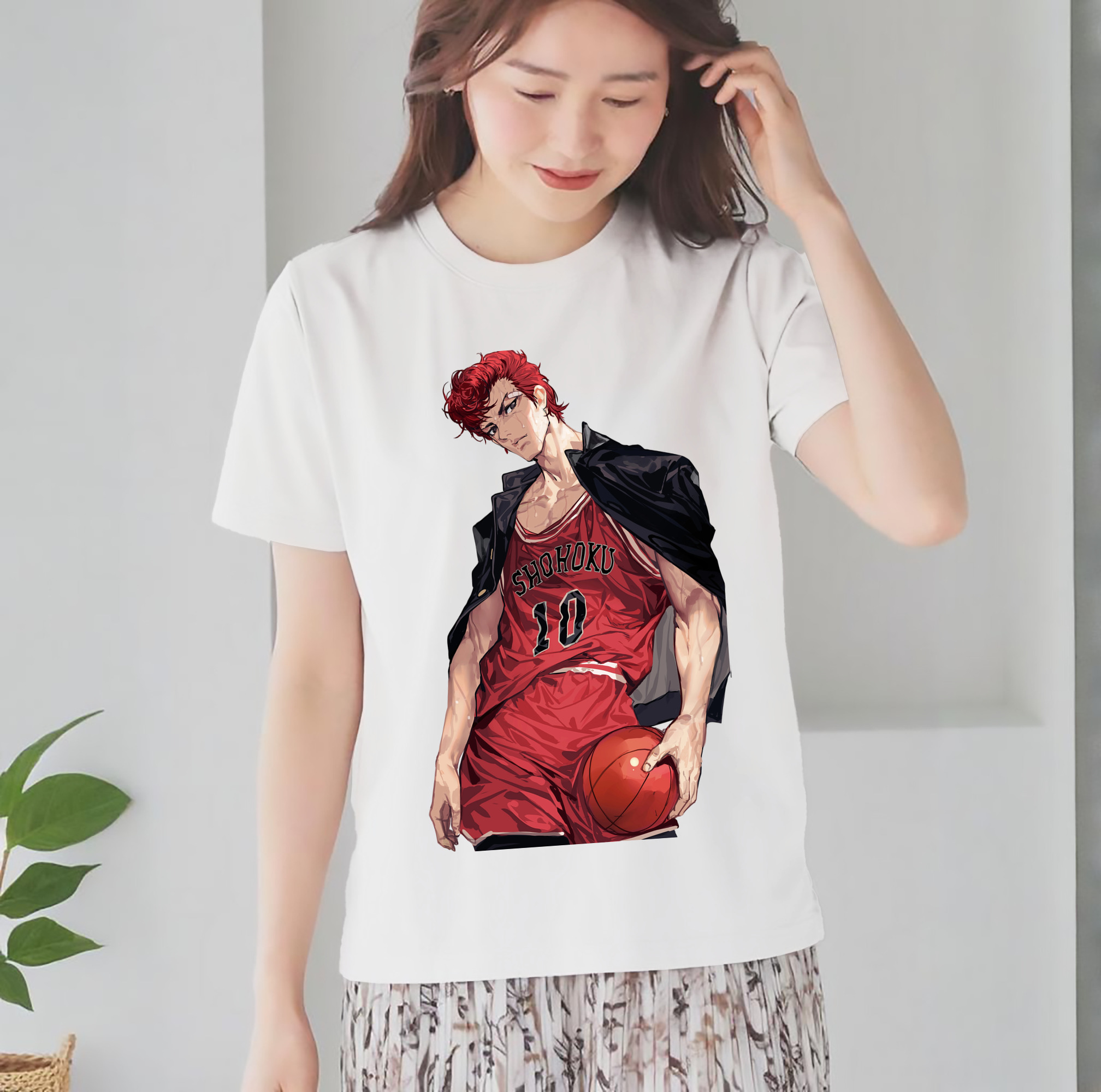 SLAM DUNK／スラムダンク レディースカジュアルプリントTシャツ（綿100％）