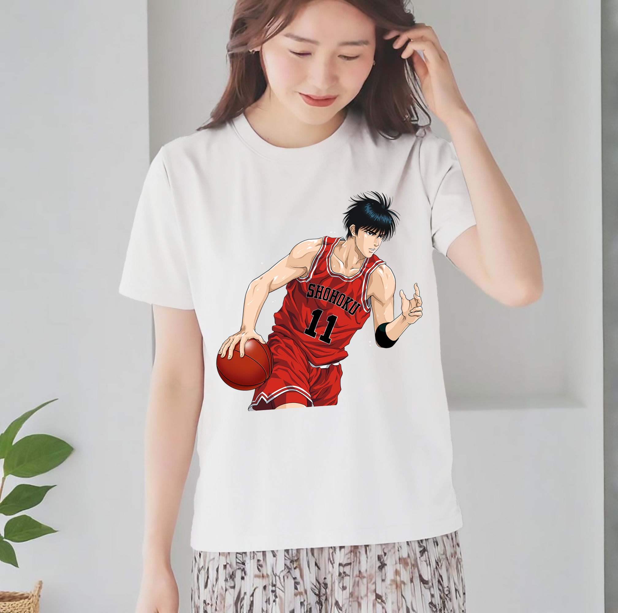 SLAM DUNK／スラムダンク レディースカジュアルプリントTシャツ（綿100％）