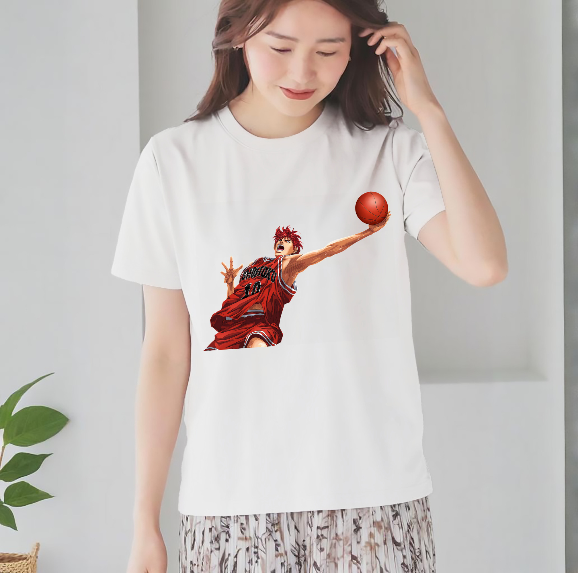 SLAM DUNK／スラムダンク レディースカジュアルプリントTシャツ（綿100％）