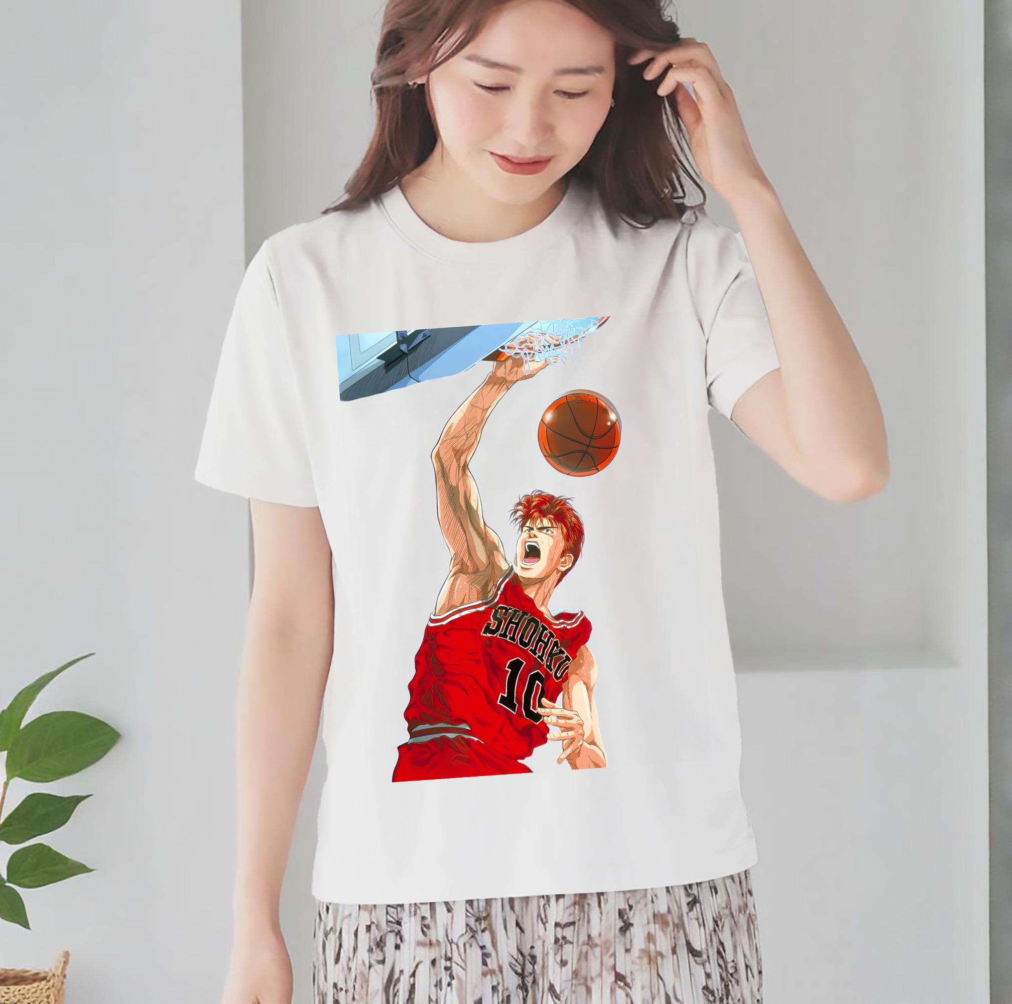 SLAM DUNK／スラムダンク レディースカジュアルプリントTシャツ（綿100％）